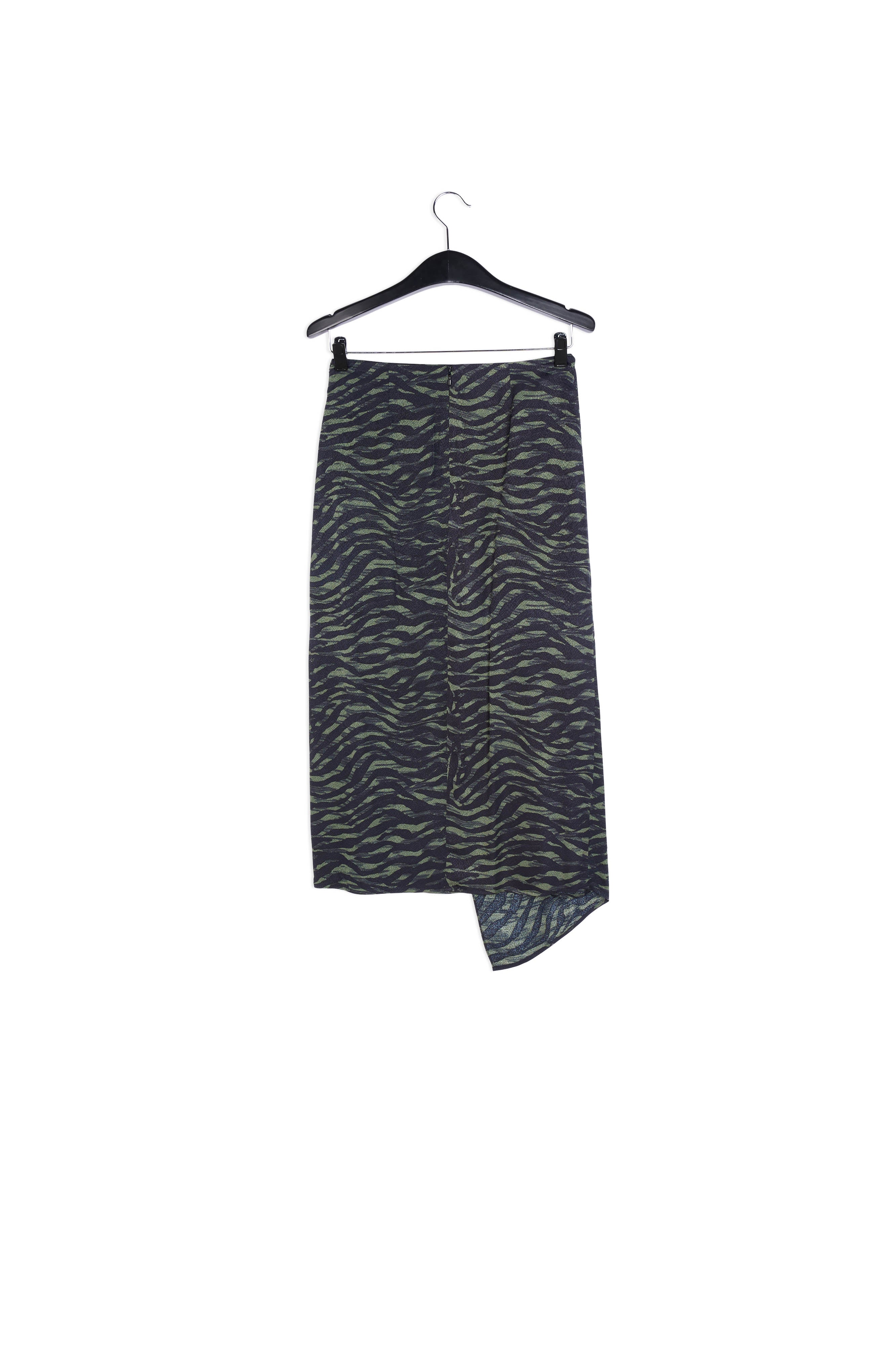 Khaki and black wrap effect long pencil skirt RE—SSENTIEL | Essentiel second hand