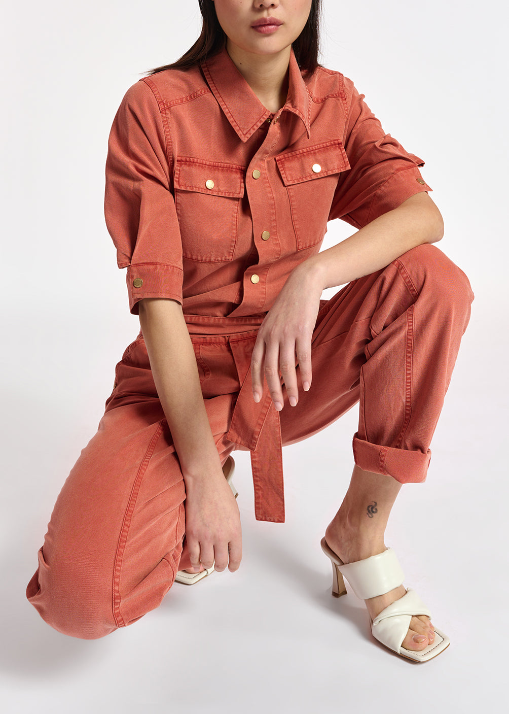 Combinaison en coton mélangé orange foncé RE—SSENTIEL | Essentiel second hand