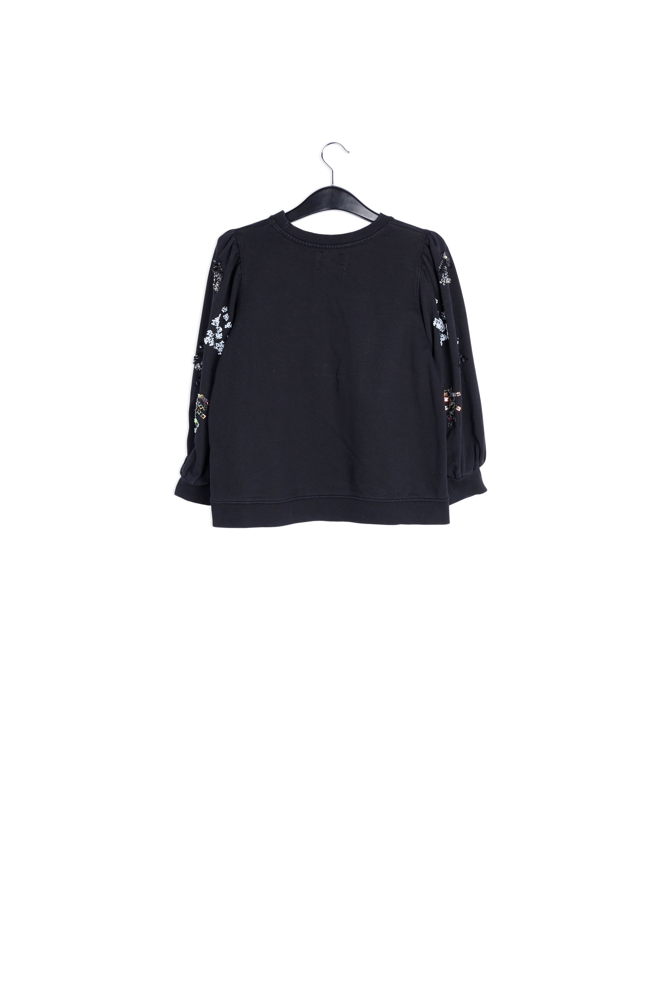 Black cotton sequin-embroidered sweatshirt RE—SSENTIEL | Essentiel second hand
