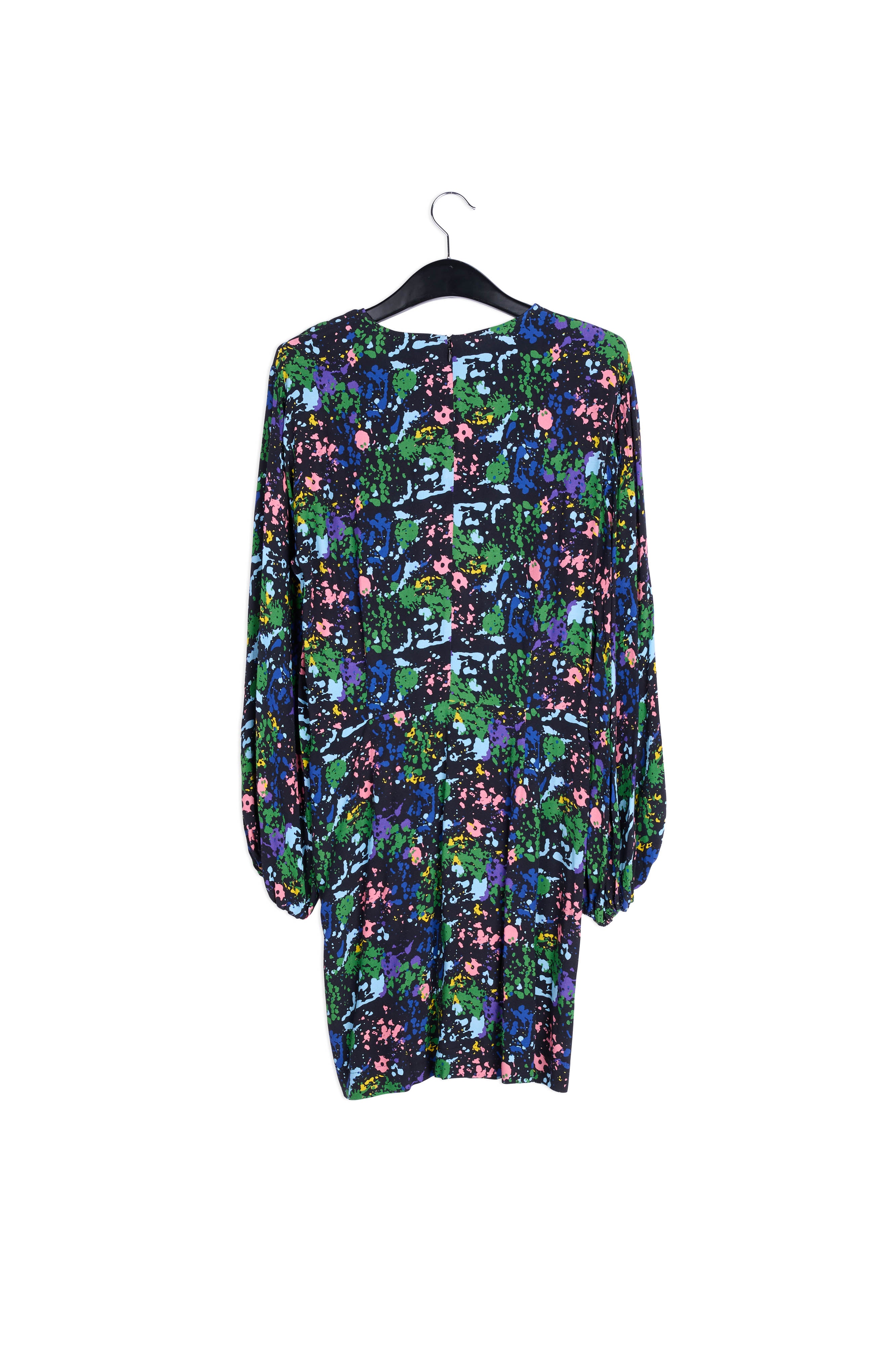Black and blue floral print mini dress RE—SSENTIEL | Essentiel second hand