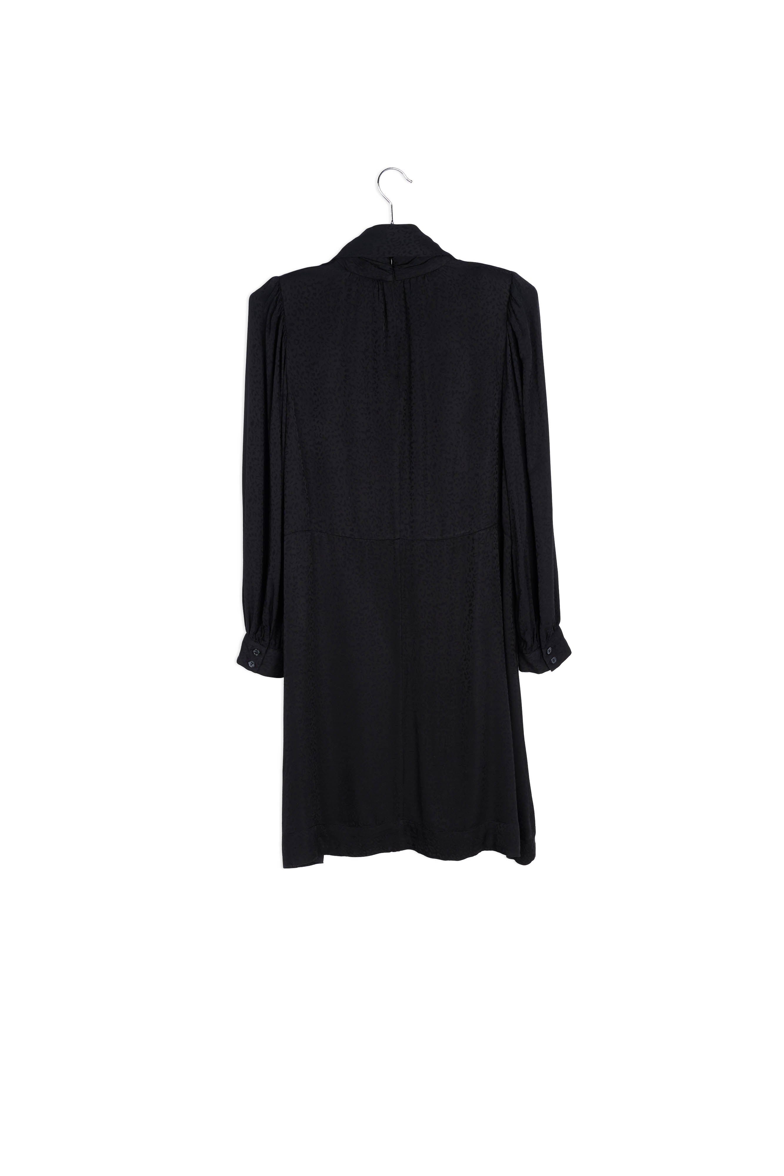 Black mini dress with stand-up collar and panther print RE—SSENTIEL | Essentiel second hand