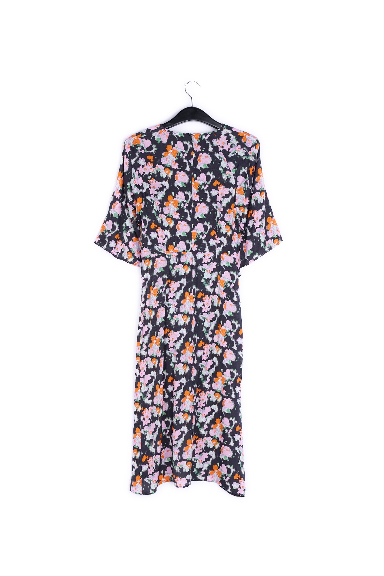 Donkerblauwe midi-jurk met print RE—SSENTIEL | Essentiel second hand