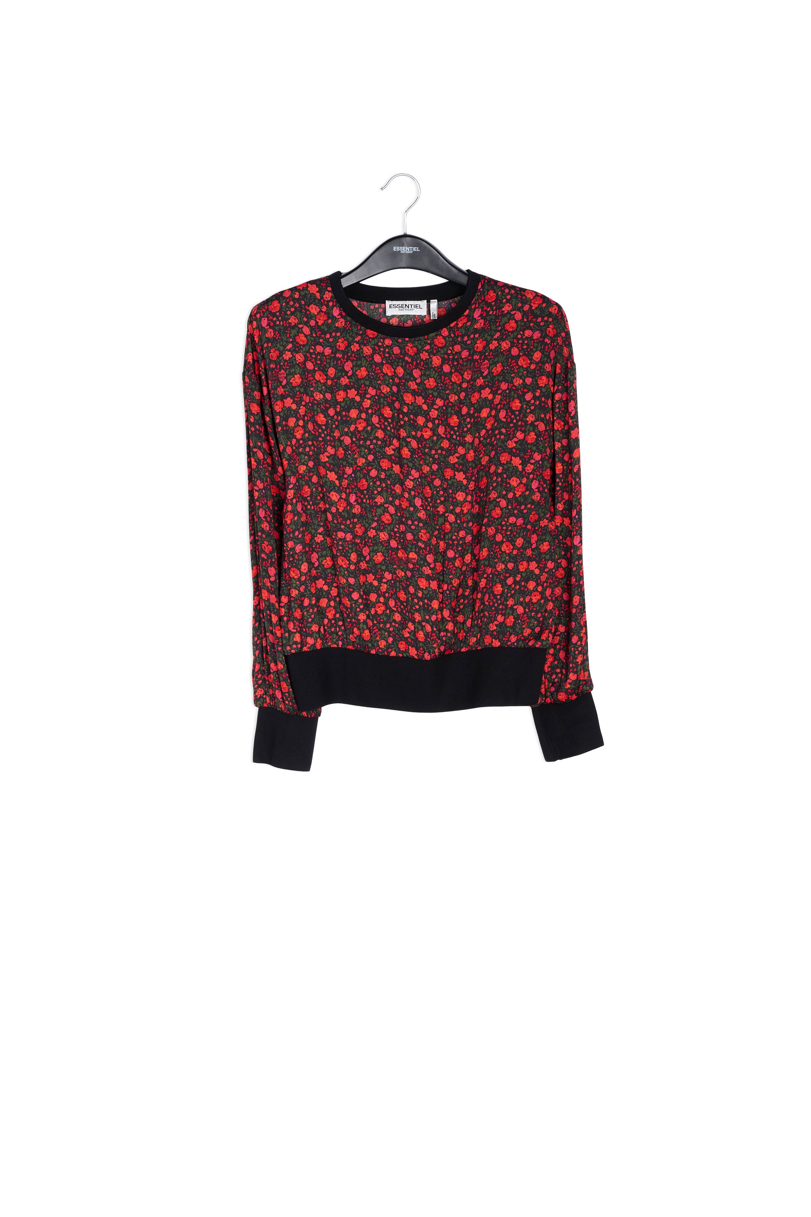 Top met zwarte en rode bloemenprint RE—SSENTIEL | Essentiel second hand