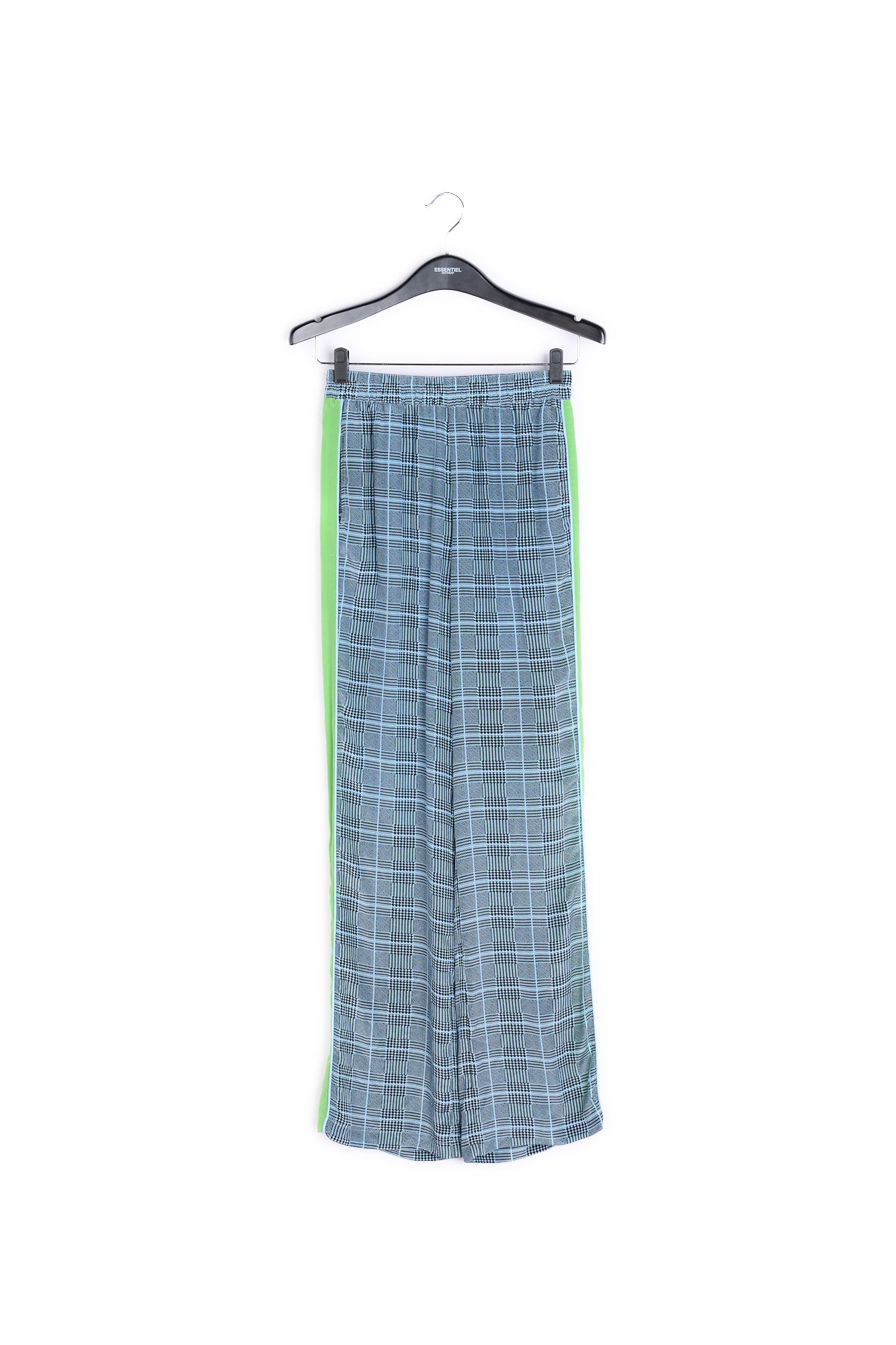 Large check silk print trousers with contrasting stripe RE—SSENTIEL | Essentiel second hand