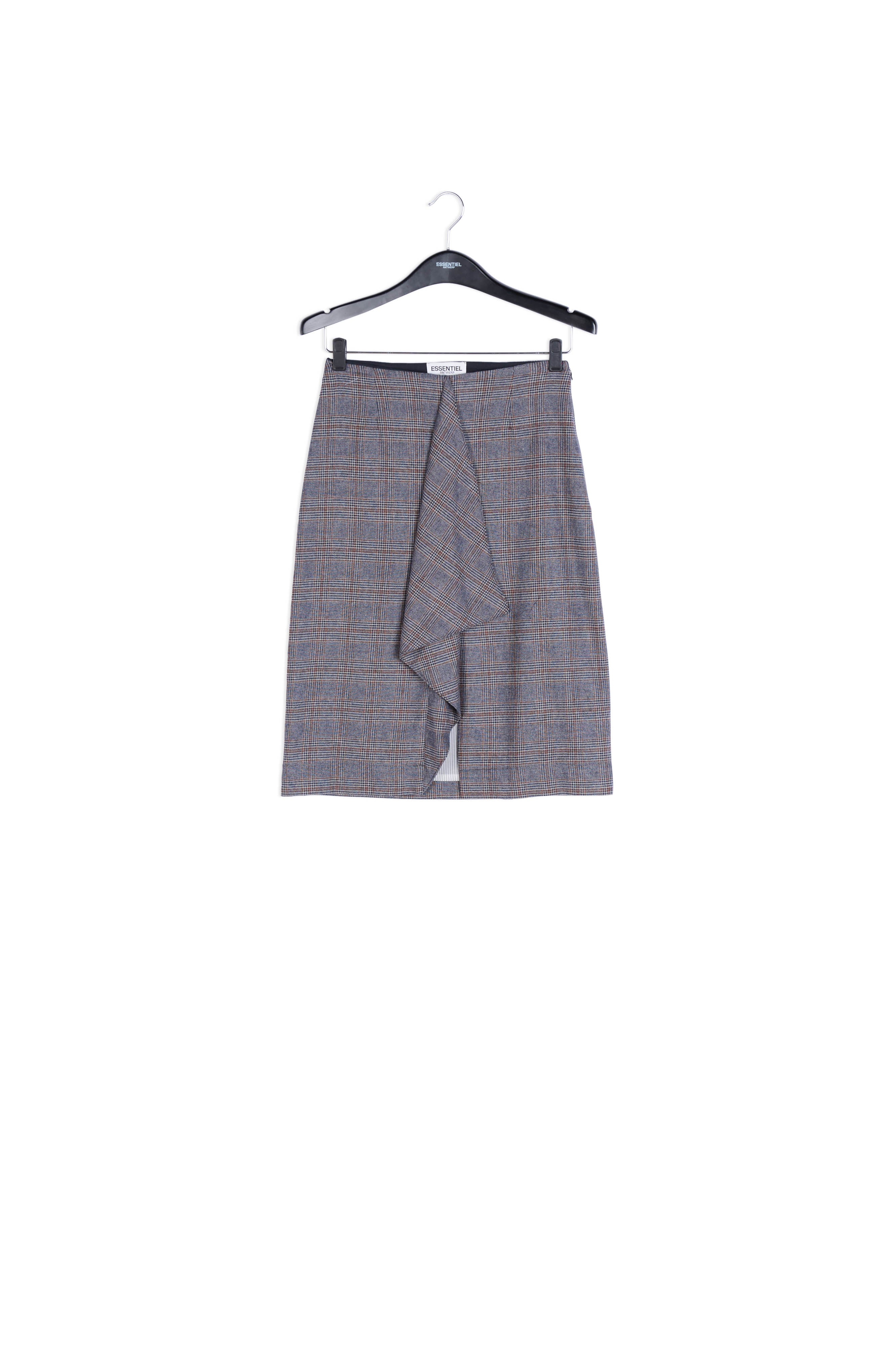 Jupe grise à carreaux avec fente volantée RE—SSENTIEL | Essentiel second hand