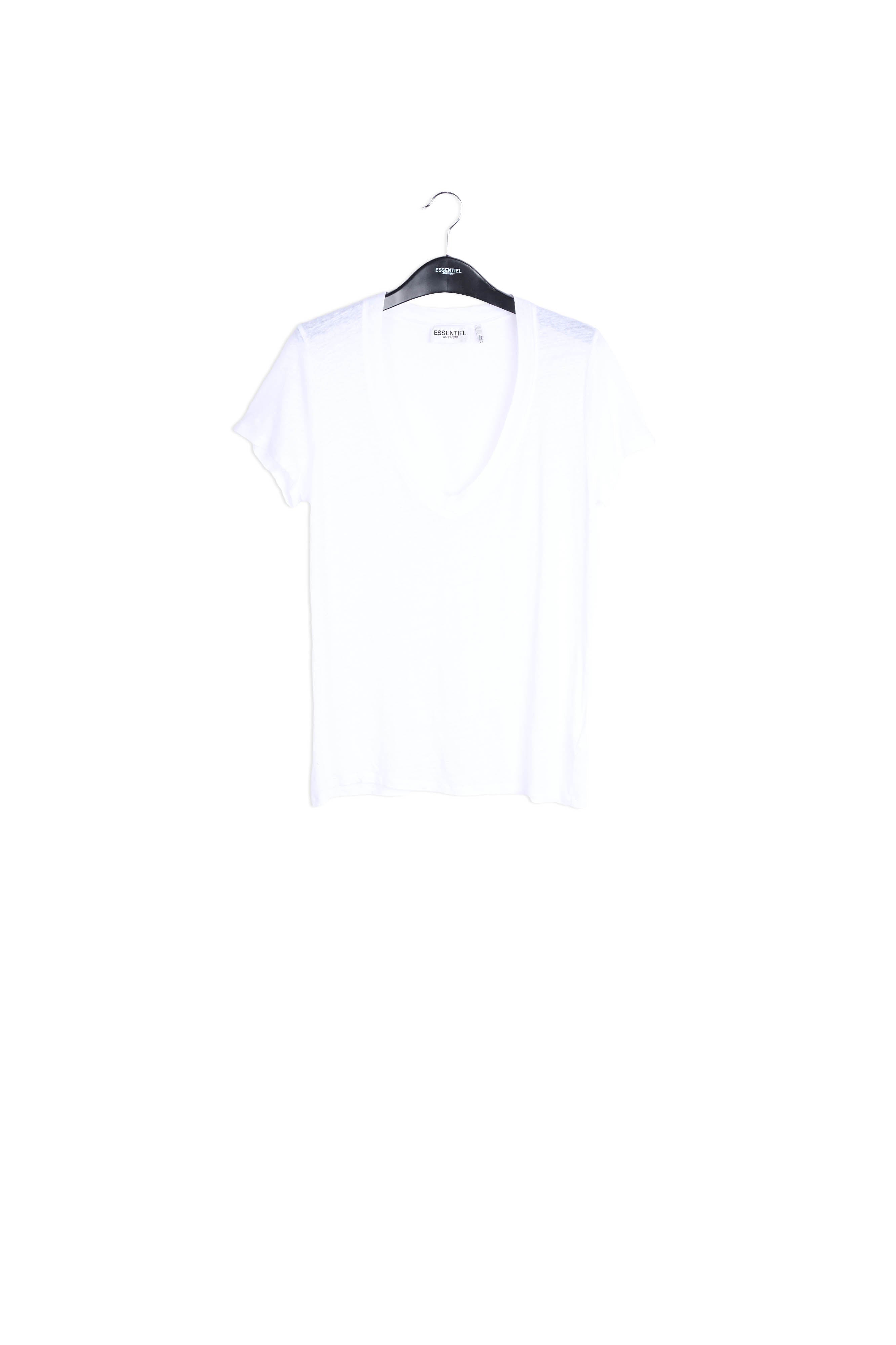 White linen v-neck t-shirt RE—SSENTIEL | Essentiel second hand