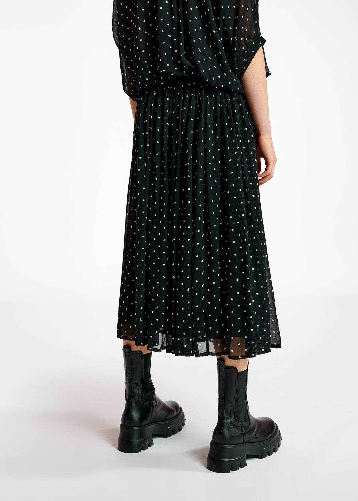 Jupe maxi à pois noir et blanc cassé RE—SSENTIEL | Essentiel second hand