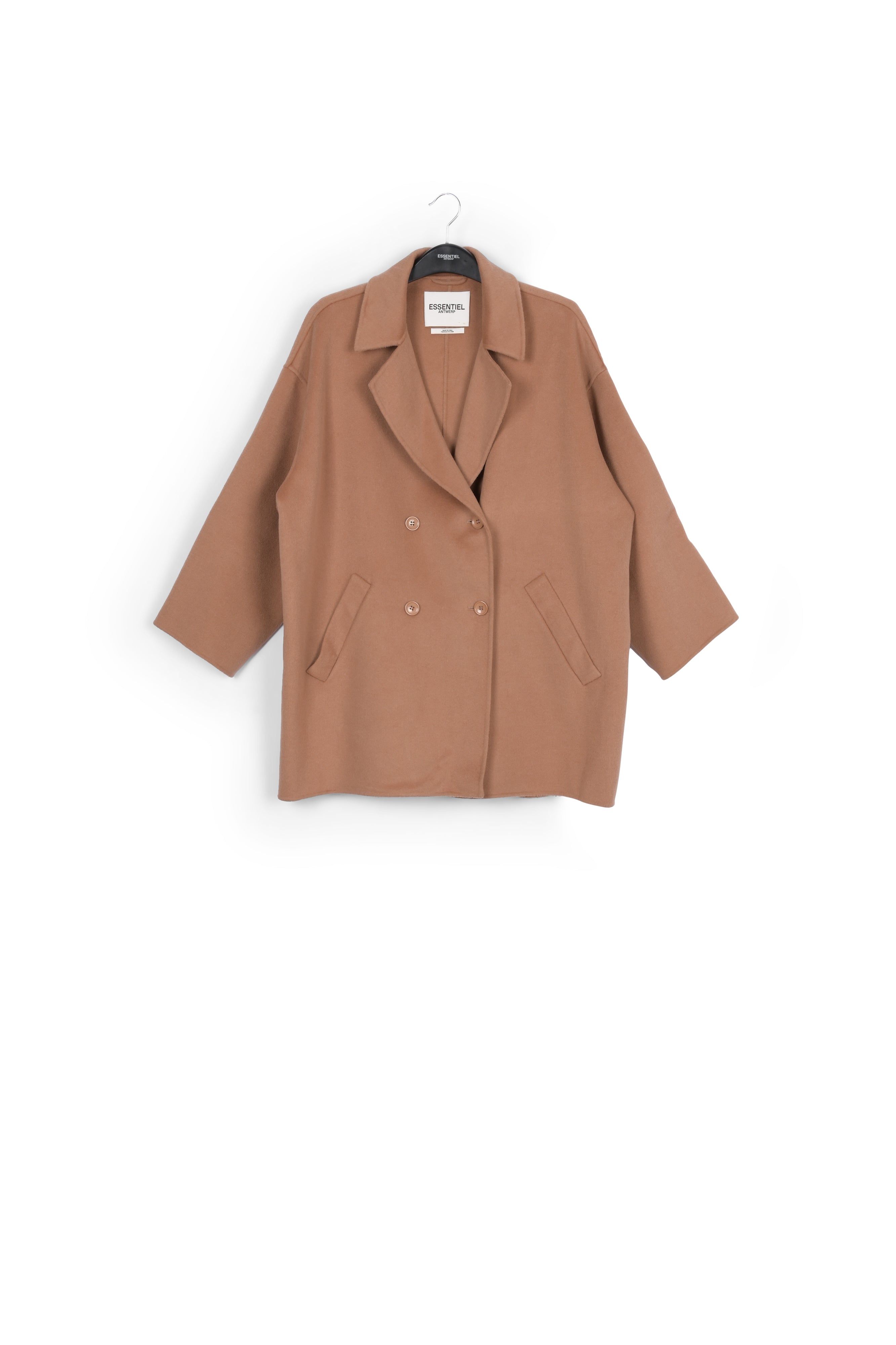 Camel double-breasted wool coat RE—SSENTIEL | Essentiel second hand