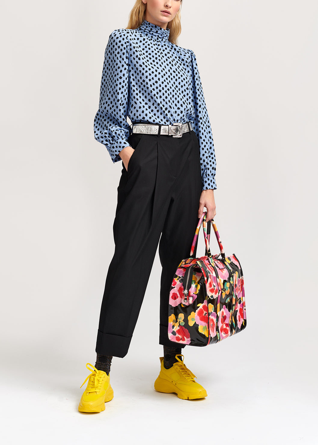 Light blue polka dot turtleneck top RE—SSENTIEL | Essentiel second hand