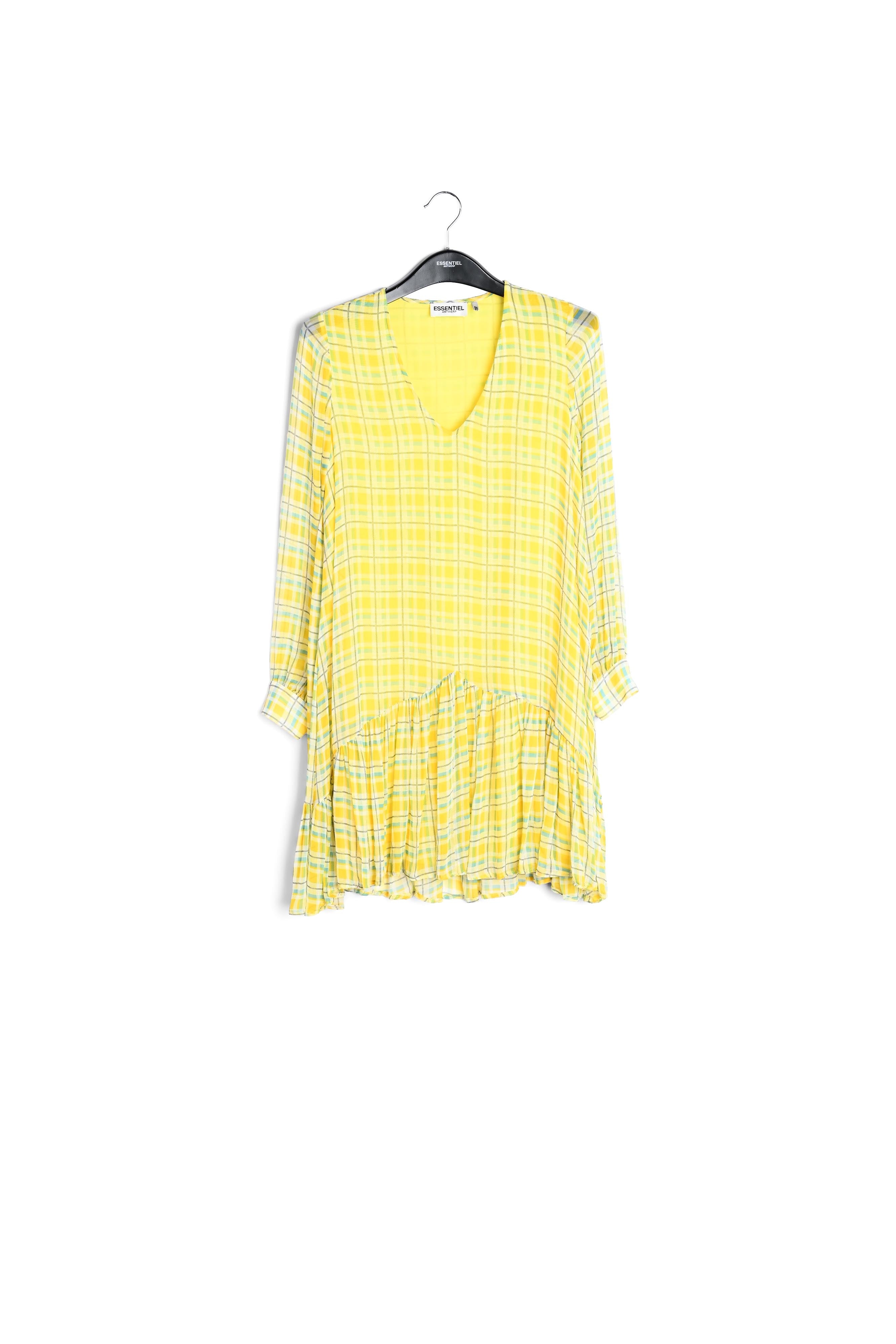 Yellow and light blue check mini dress RE—SSENTIEL | Essentiel second hand