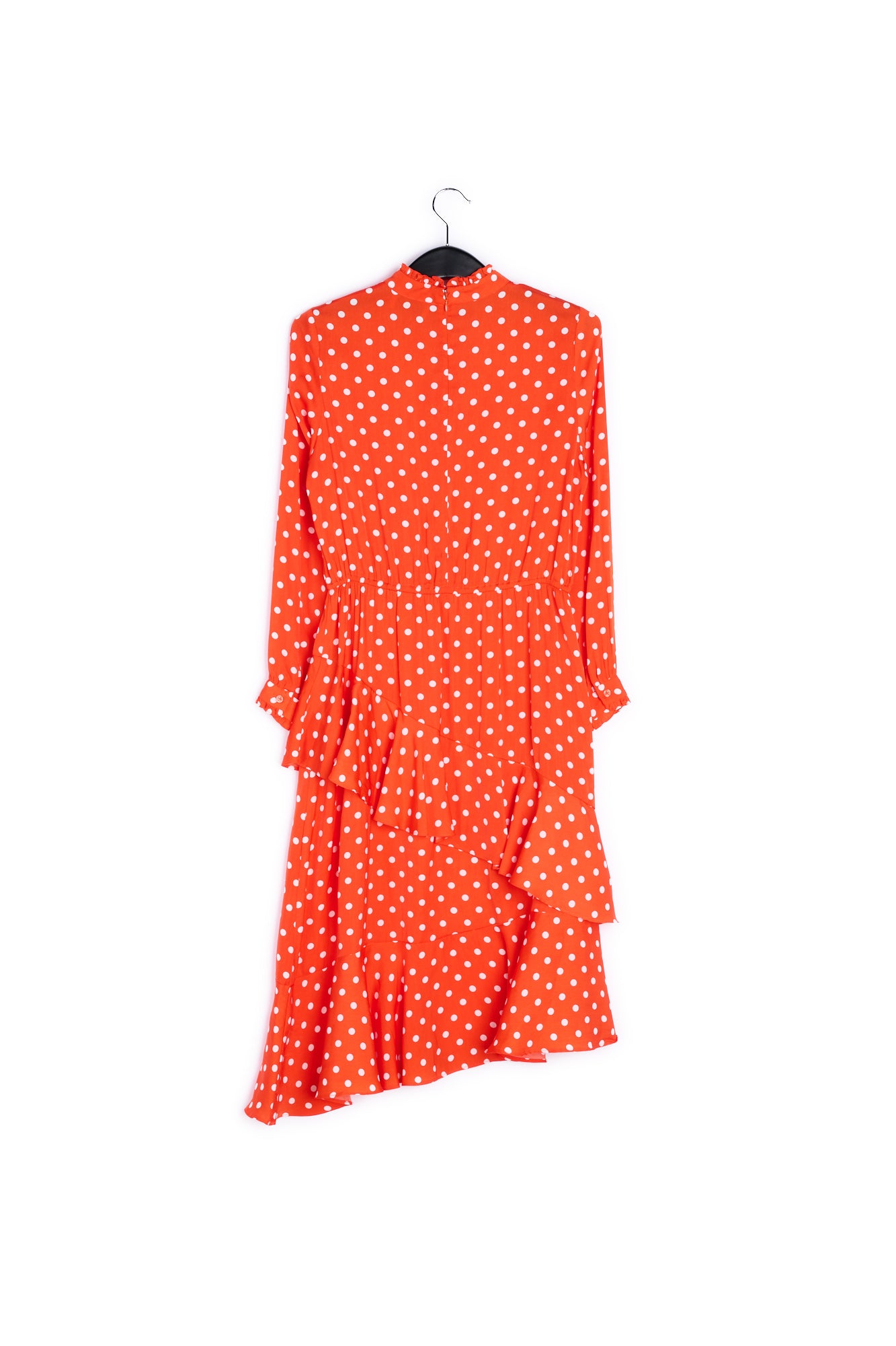 Red polka dot ruffled midi dress RE—SSENTIEL | Essentiel second hand