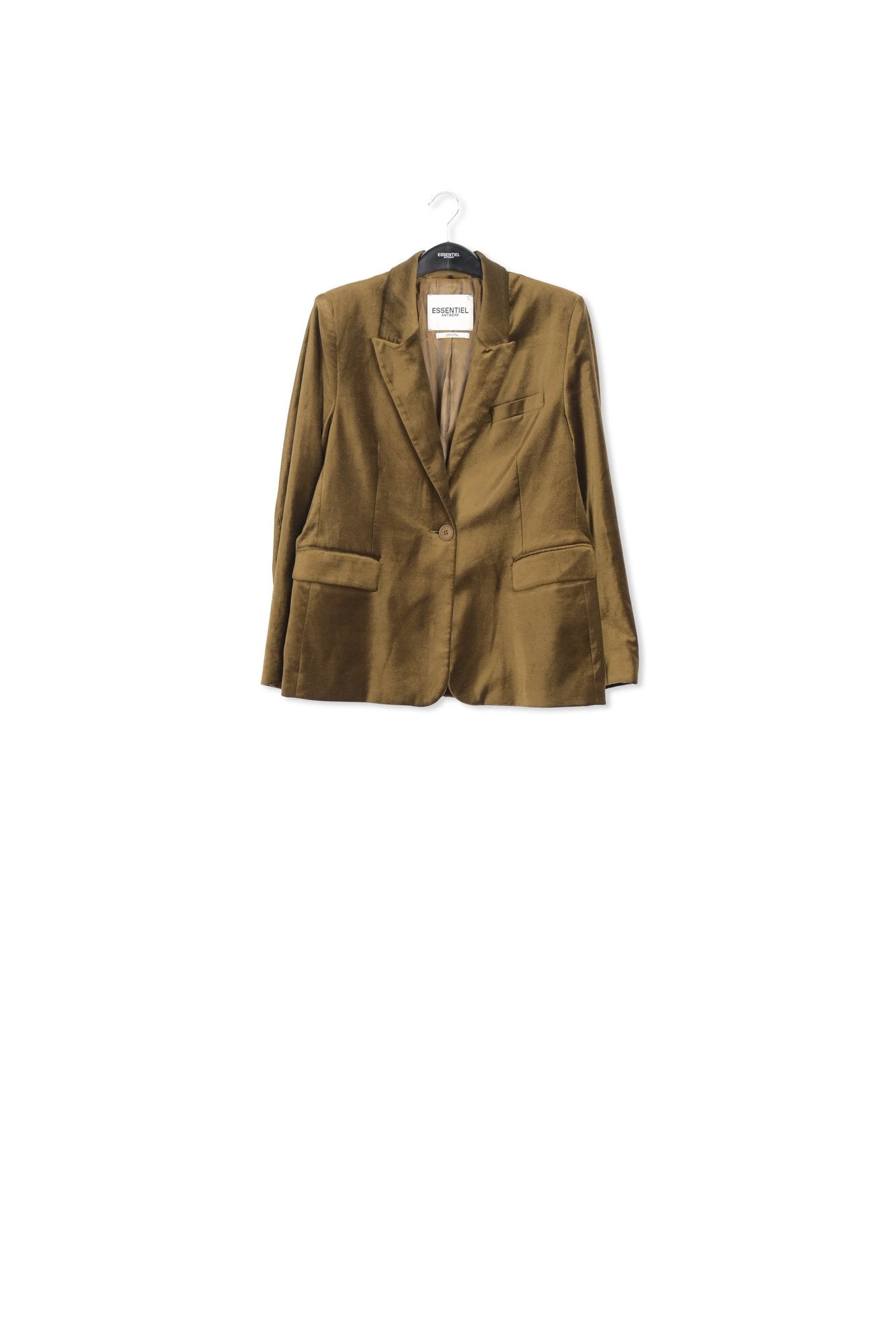 Khaki slim-fit velvet blazer RE—SSENTIEL | Essentiel second hand