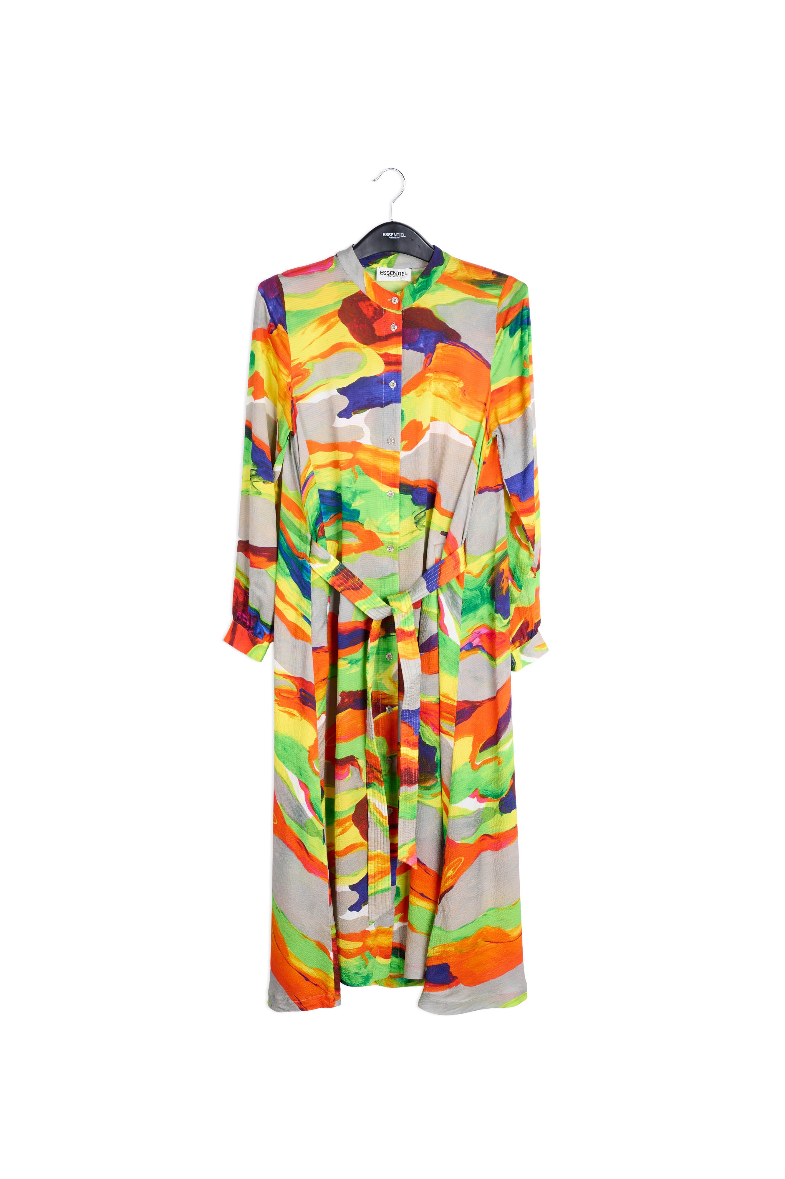 Kleurrijke midi-hemdjurk met verfstrepen RE—SSENTIEL | Essentiel second hand