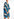 Blue, black and white graphic print knee-length dress Faume - seconde main