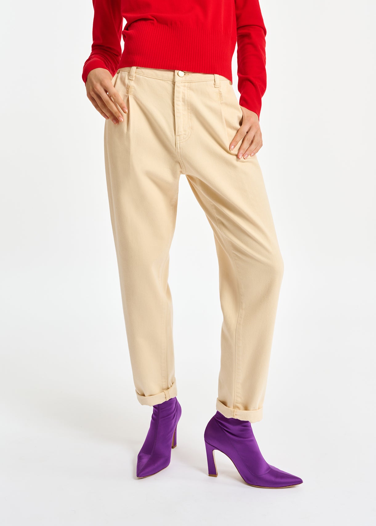 Ecru denim tapered high-rise jeans RE—SSENTIEL | Essentiel second hand