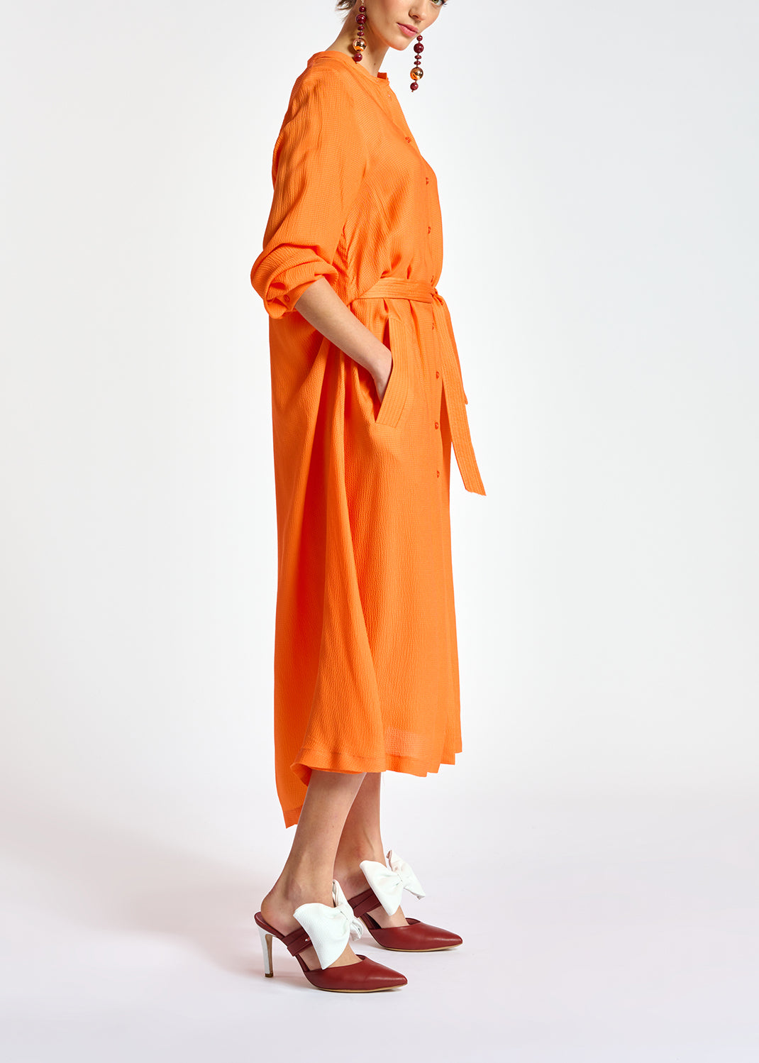 Oranje midi-hemdjurk RE—SSENTIEL | Essentiel second hand