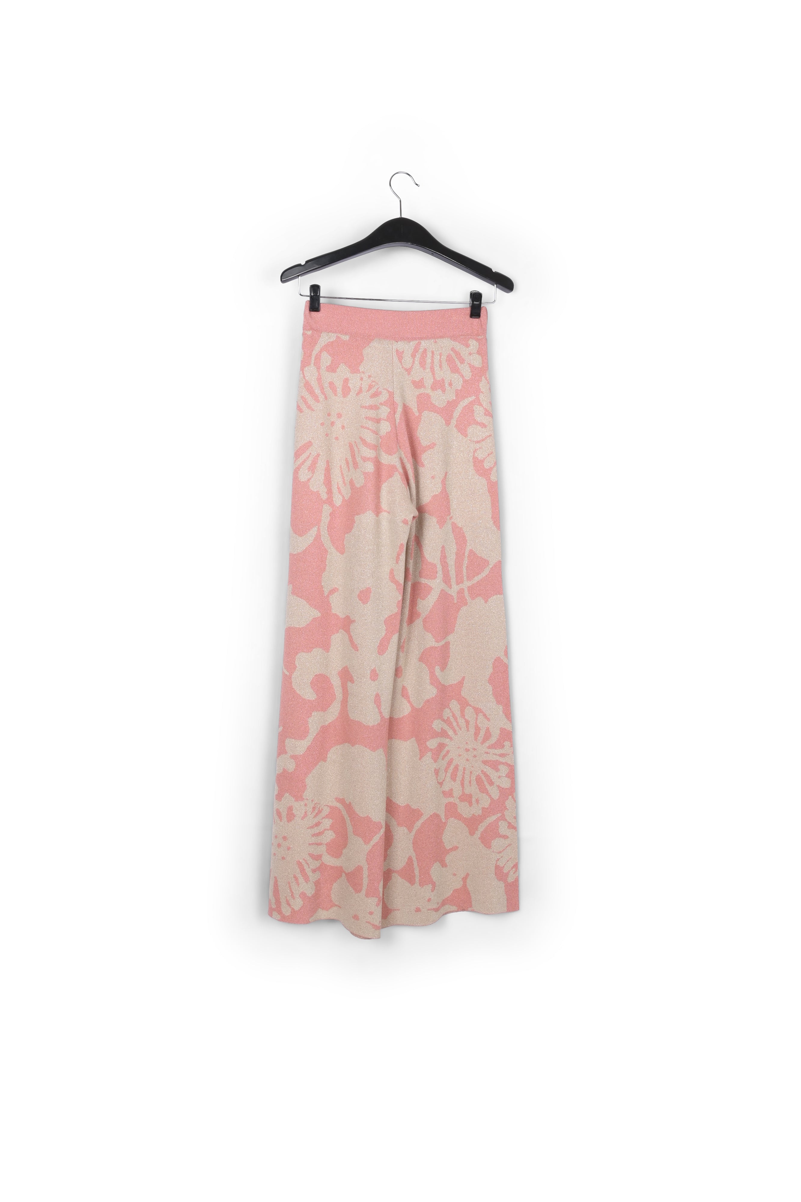 Beige and purple jacquard-knit lurex pants RE—SSENTIEL | Essentiel second hand