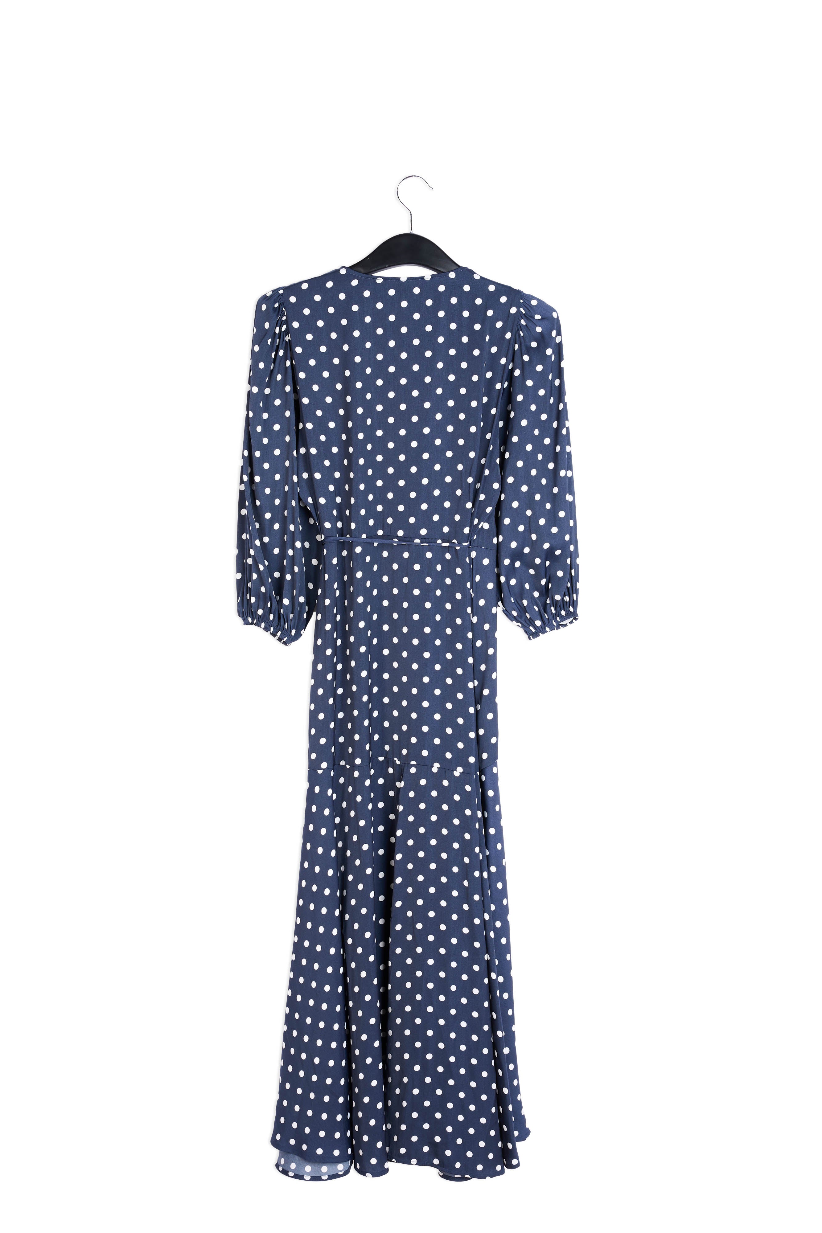 Dark blue polka dot wrap maxi dress RE—SSENTIEL | Essentiel second hand