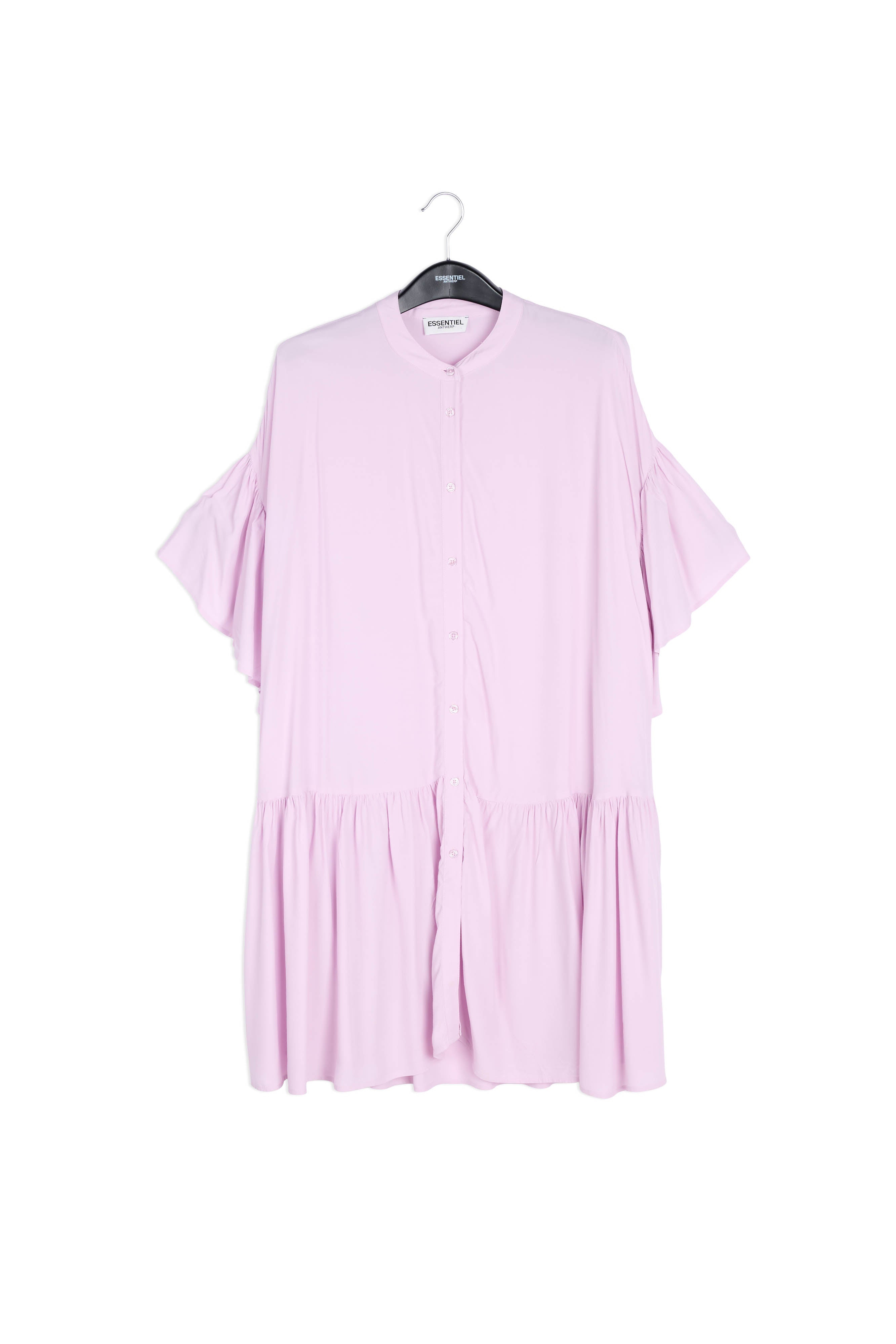 Lilac mini dress with ruffled sleeves RE—SSENTIEL | Essentiel second hand
