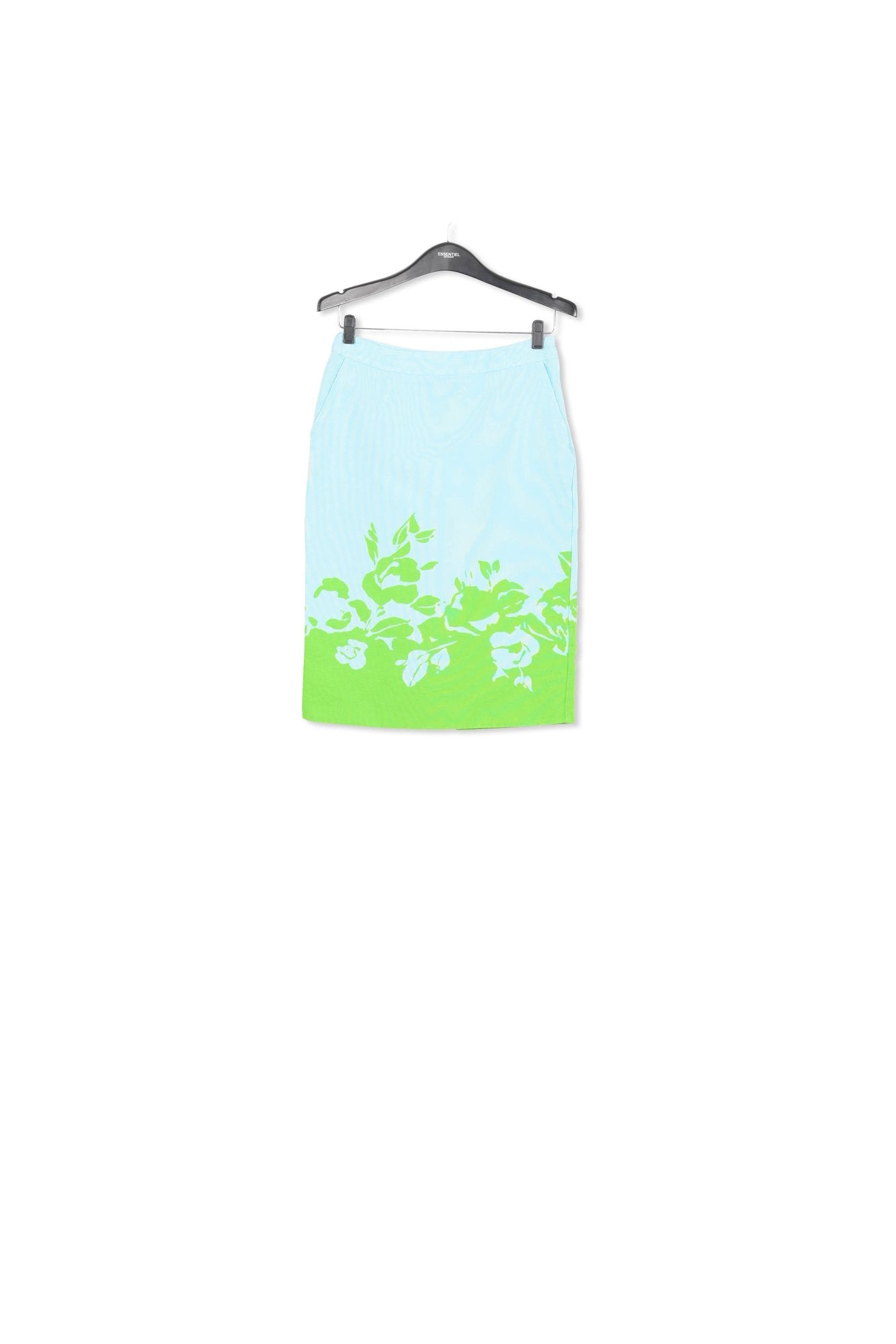 Blue and green floral print midi skirt RE—SSENTIEL | Essentiel second hand