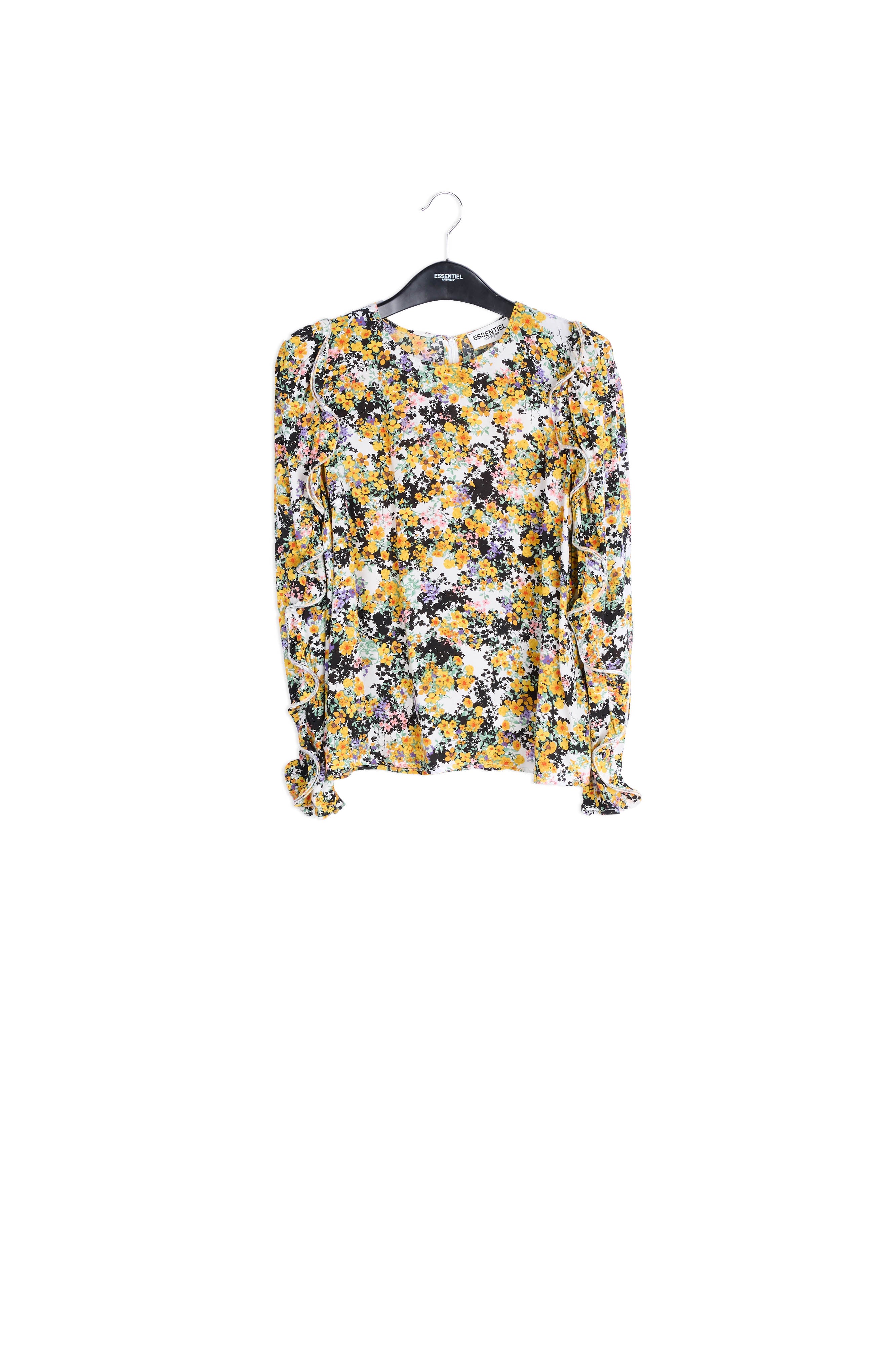 Off-white ruffled floral-print top RE—SSENTIEL | Essentiel second hand