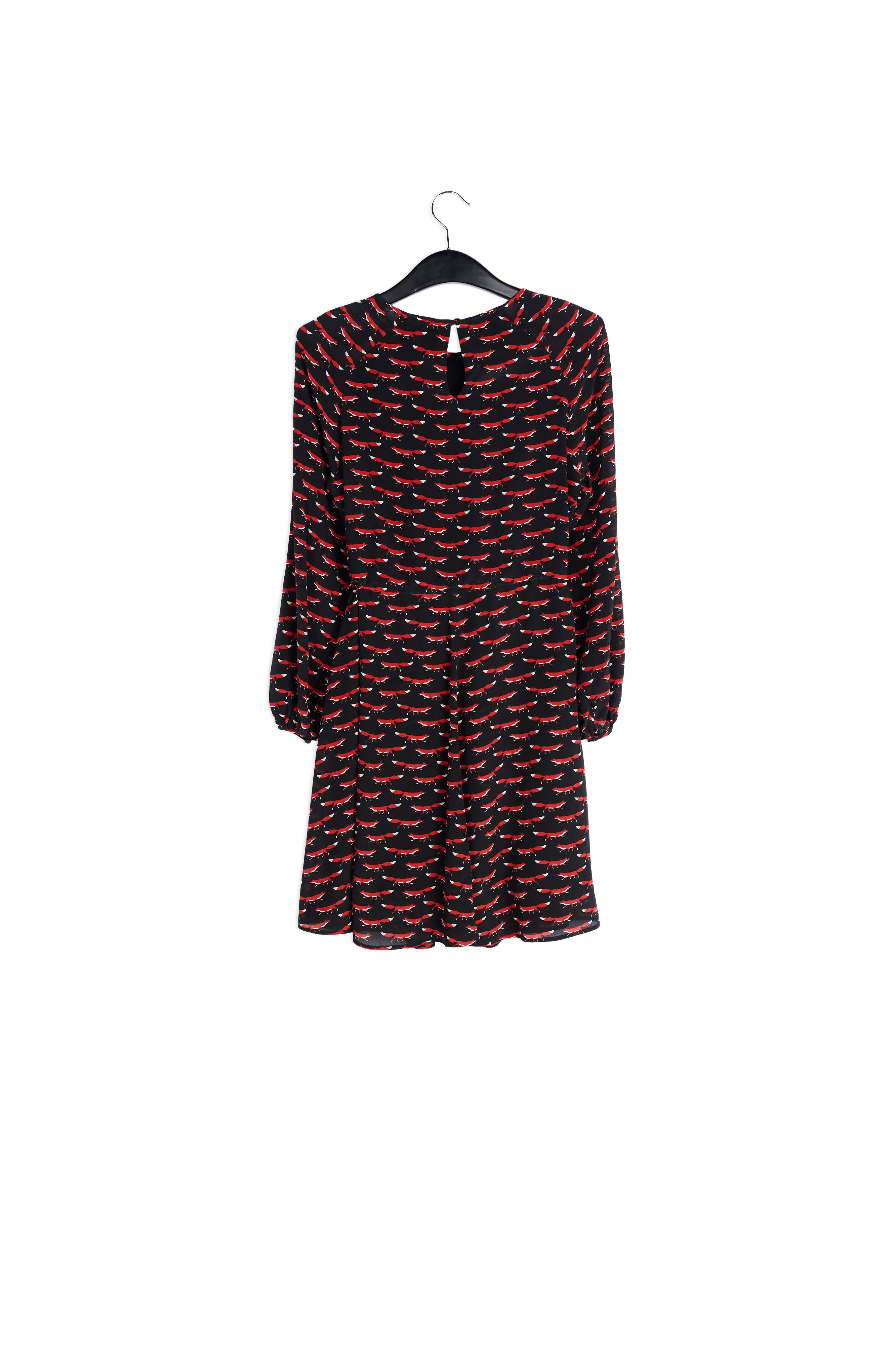 Black silk mini dress with fox print RE—SSENTIEL | Essentiel second hand