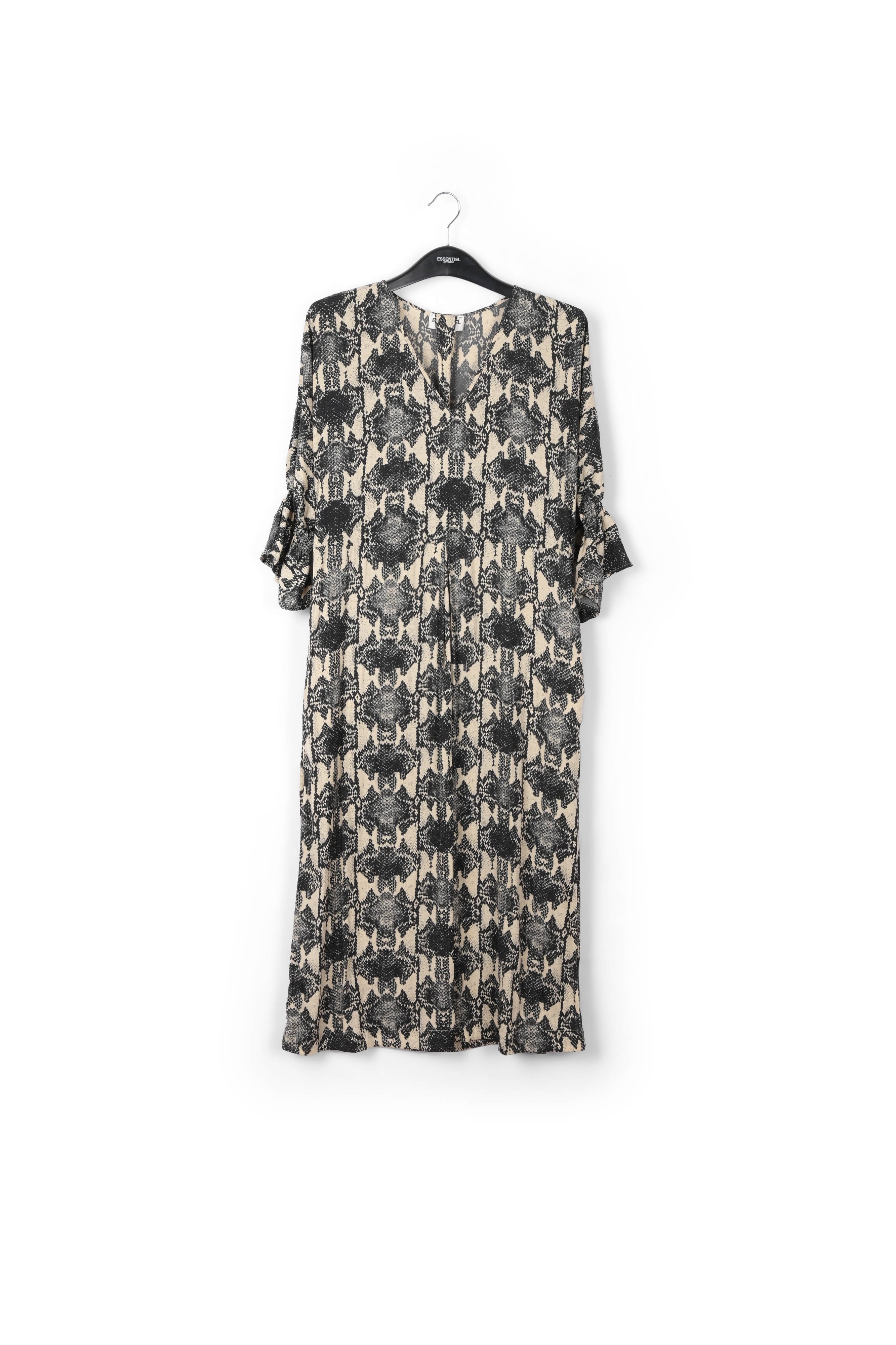 Robe midi ceinturée écrue à imprimé serpent RE—SSENTIEL | Essentiel second hand