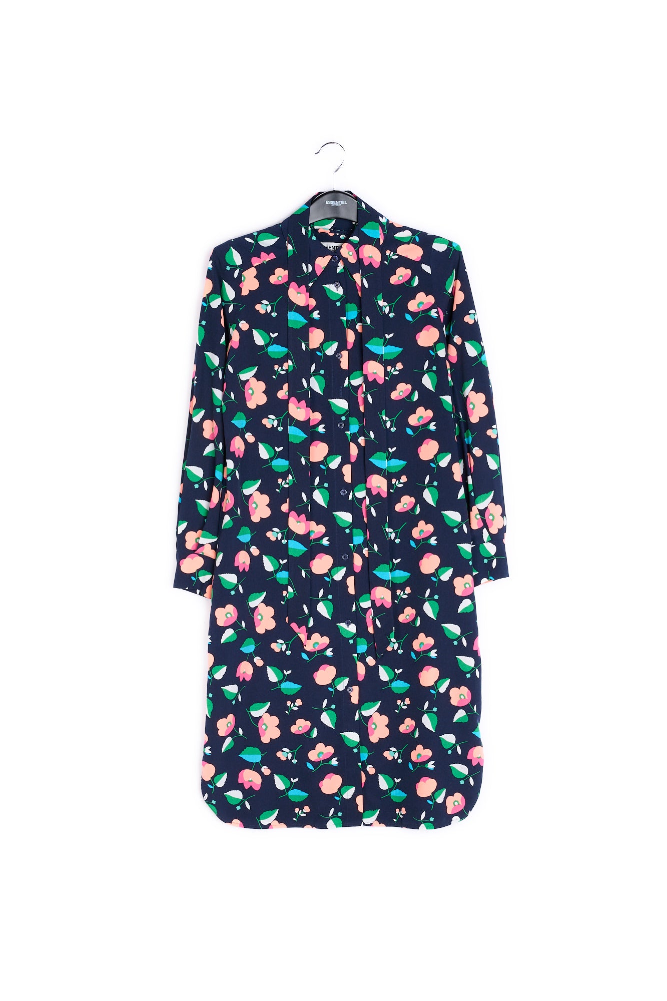 Navy blue floral shirt dress RE—SSENTIEL | Essentiel second hand