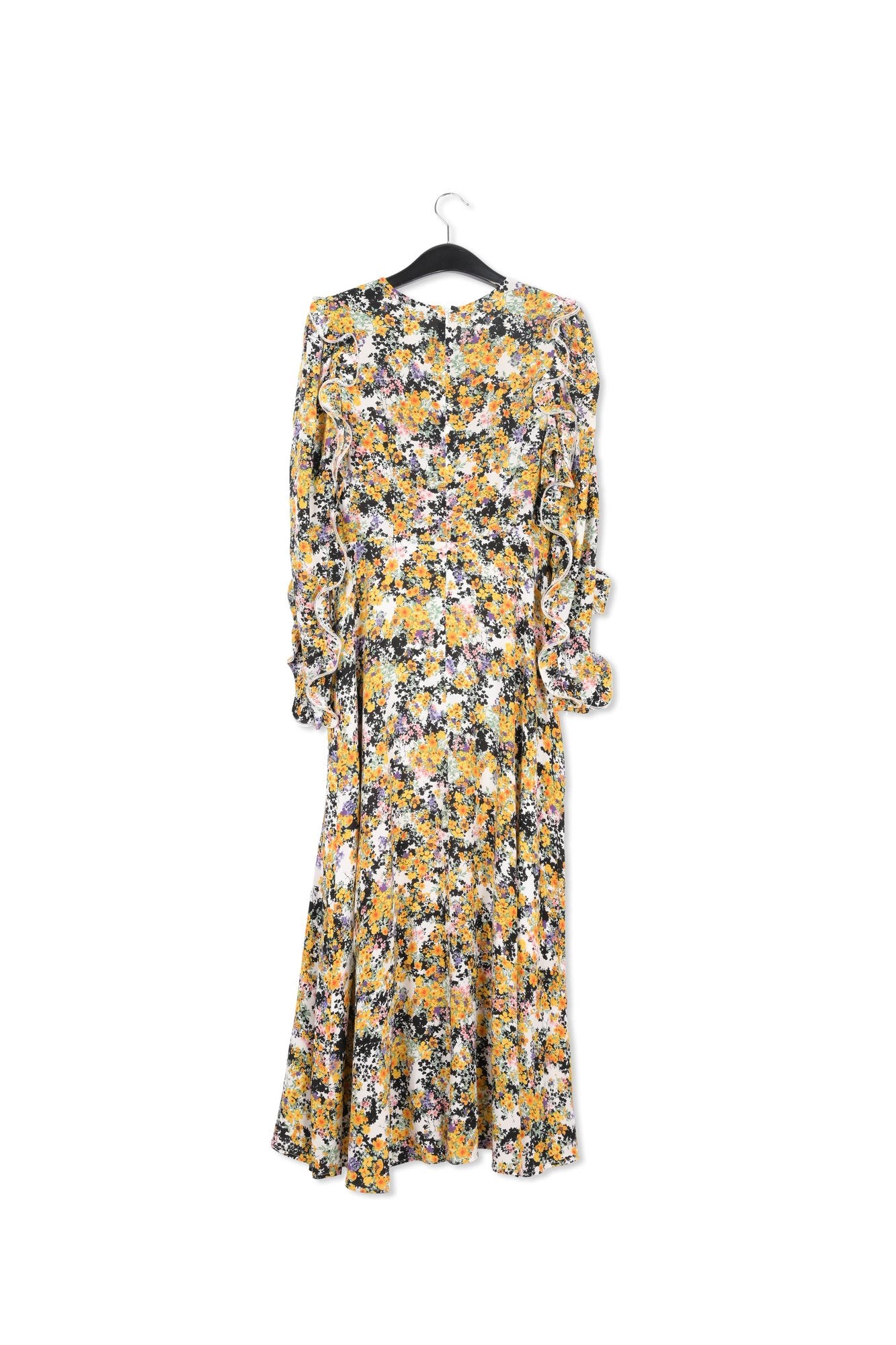 Off-white ruffled floral-print maxi dress RE—SSENTIEL | Essentiel second hand