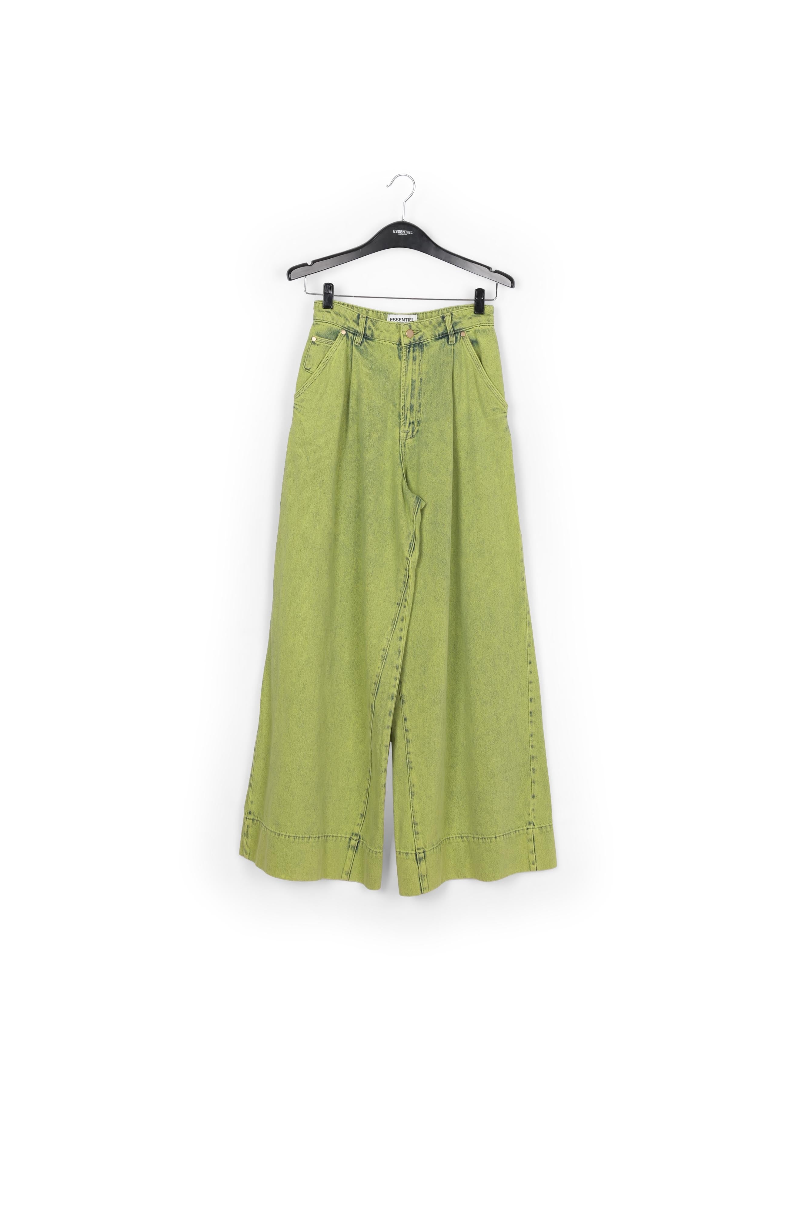 Lime green overdyed wide-leg jeans RE—SSENTIEL | Essentiel second hand