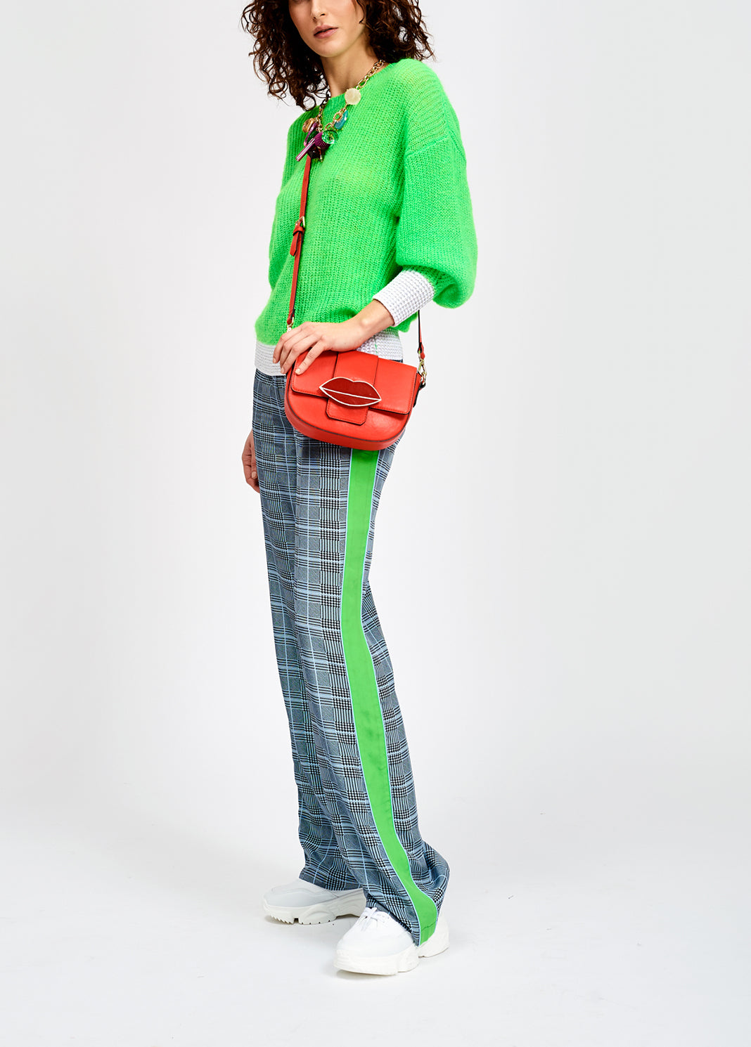 Bright green summer sweater with contrasting trims RE—SSENTIEL | Essentiel second hand