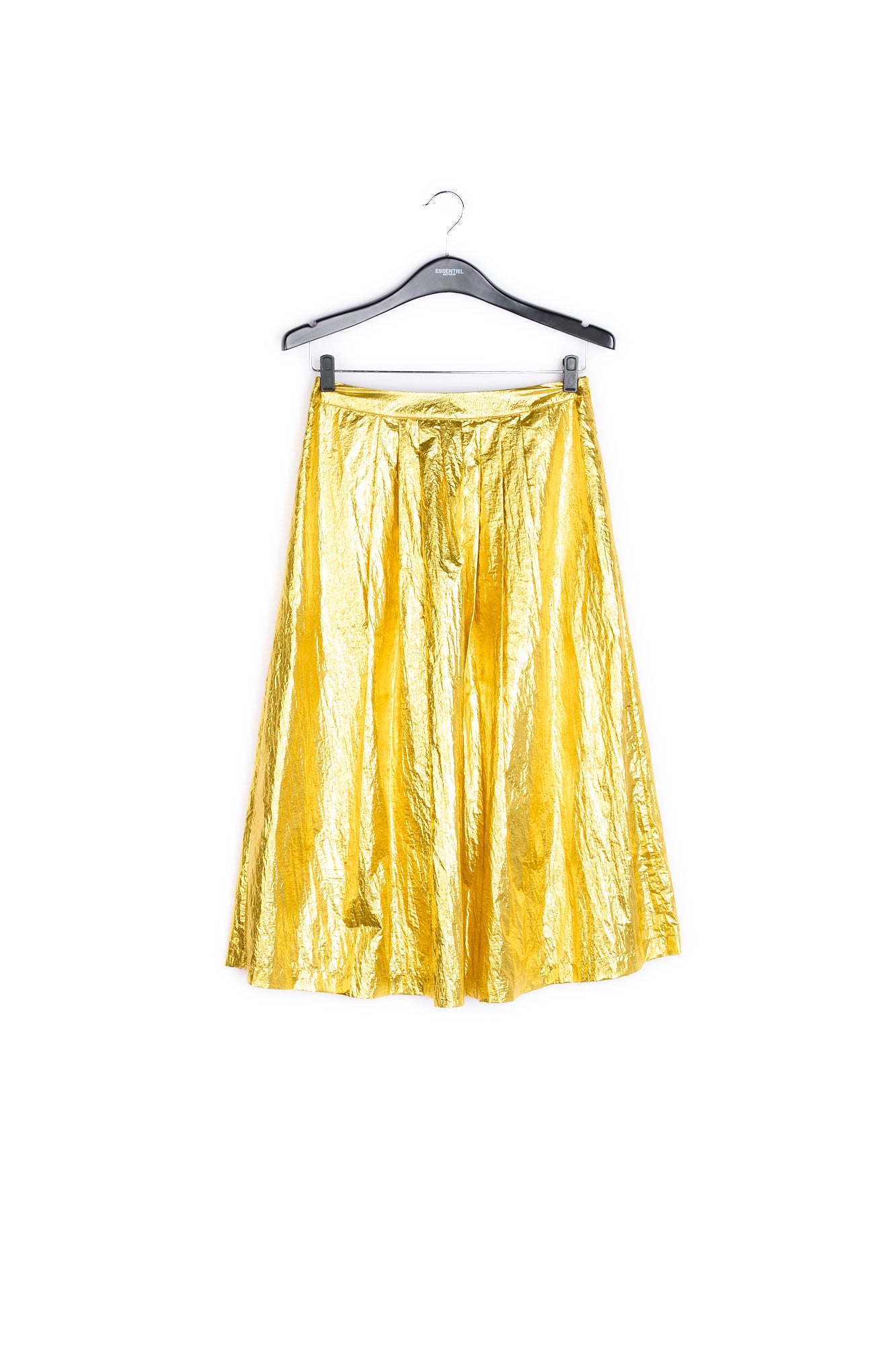 Gold metallic foil pleated midi skirt RE—SSENTIEL | Essentiel second hand