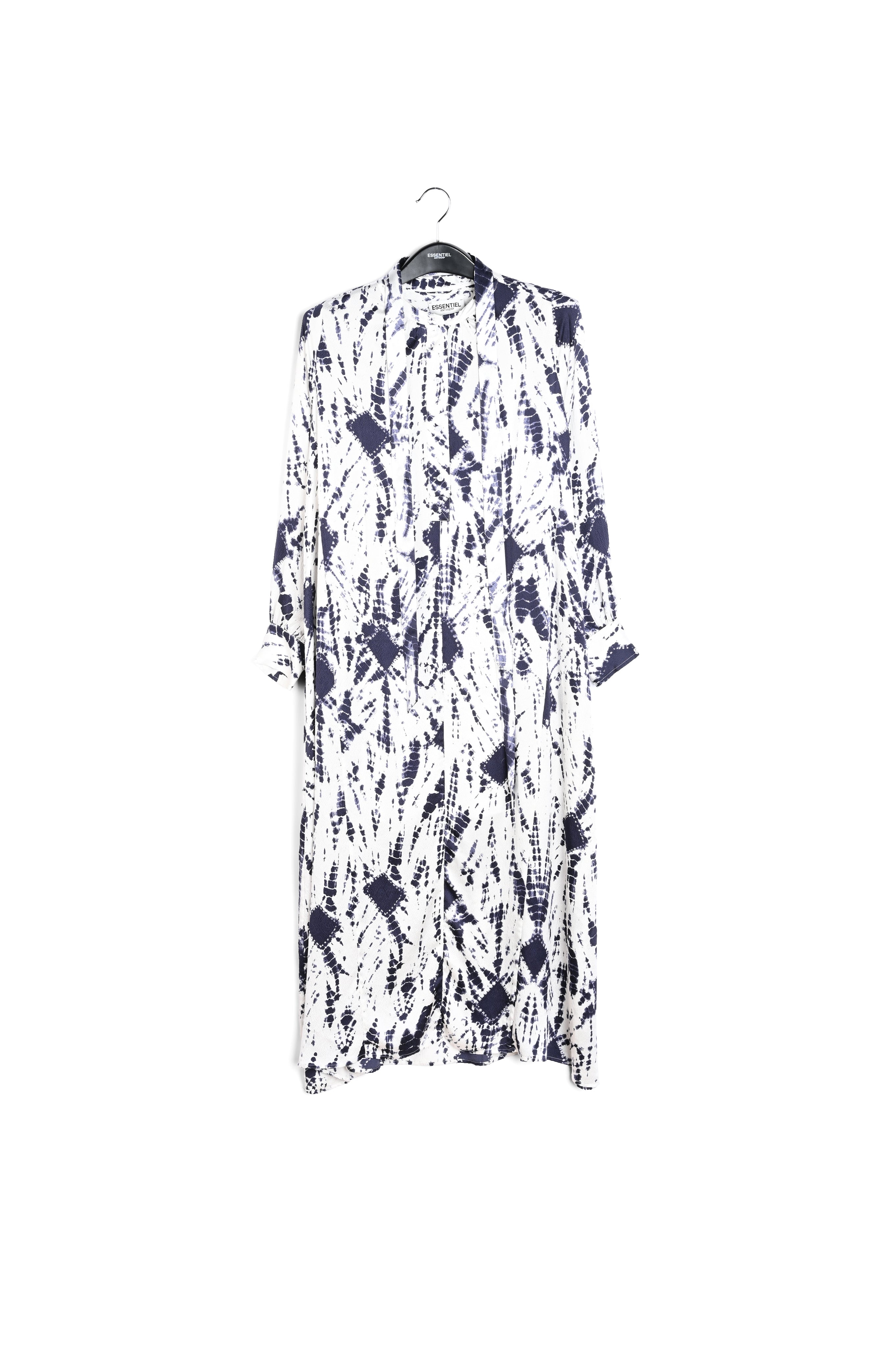 Gebroken witte en rode tie-dyed zijden hemdjurk RE—SSENTIEL | Essentiel second hand