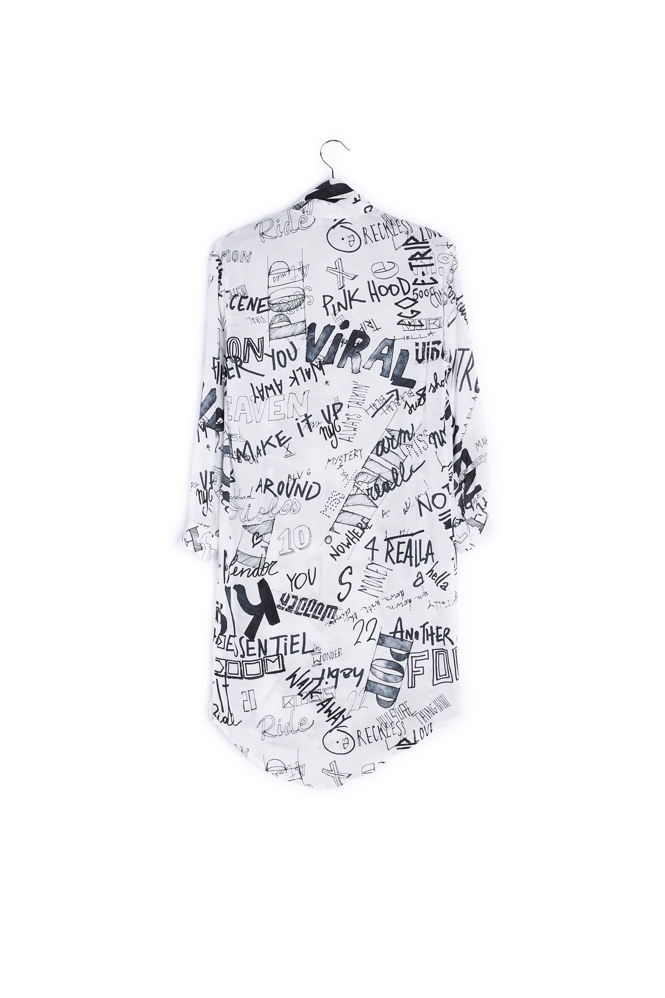 Robe chemise blanc cassé avec imprimé graffiti noir RE—SSENTIEL | Essentiel second hand