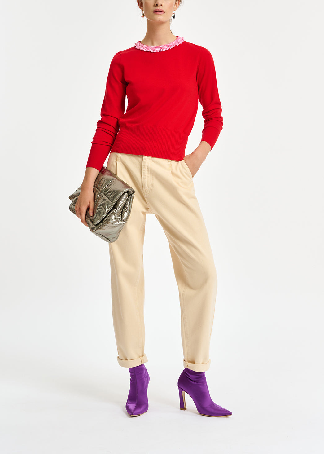 Ecru denim tapered high-rise jeans RE—SSENTIEL | Essentiel second hand