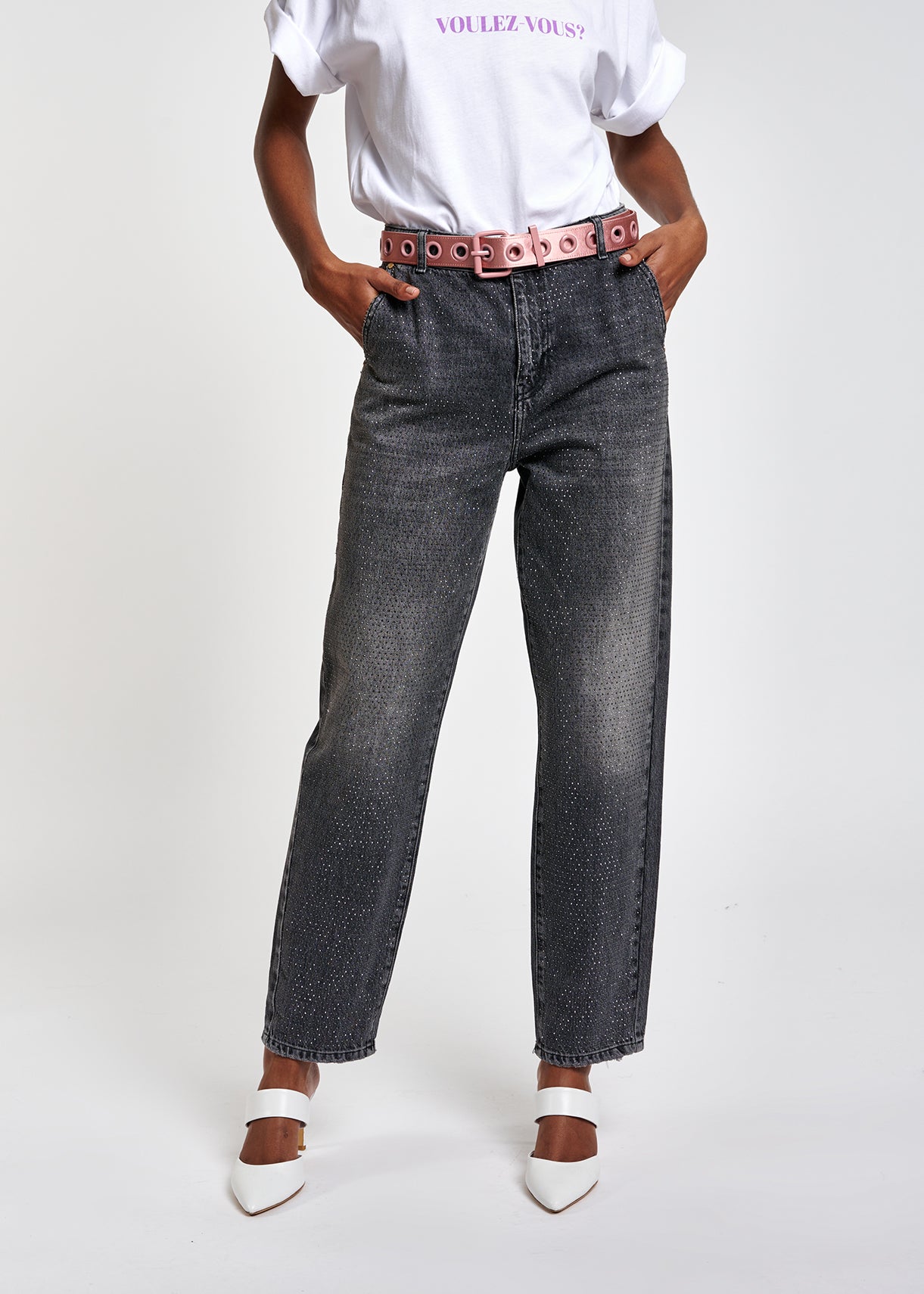 Jean gris avec strass RE—SSENTIEL | Essentiel second hand