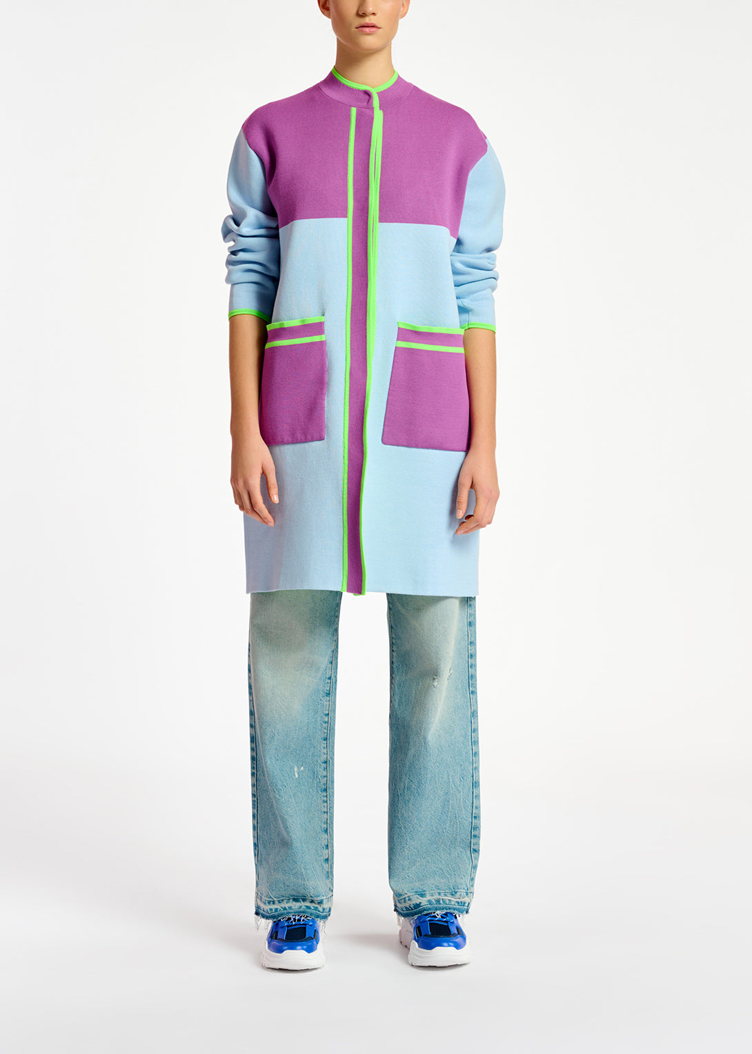 Manteau oversize en tricot bleu clair RE—SSENTIEL | Essentiel second hand