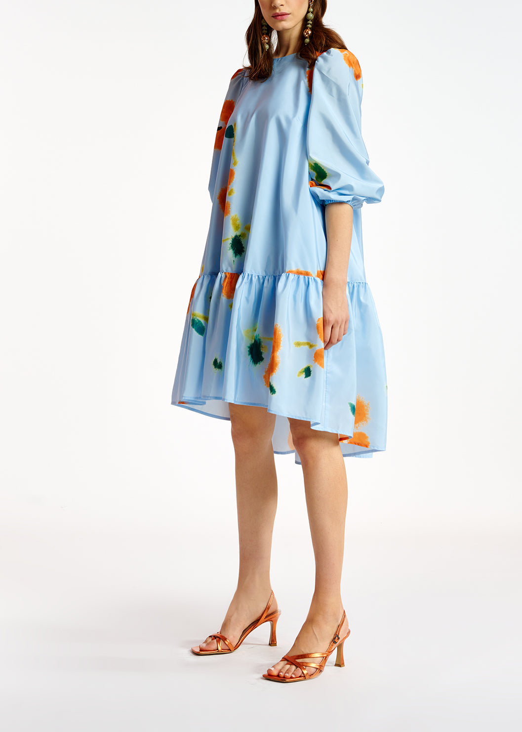 Blue floral print oversized mini dress RE—SSENTIEL | Essentiel second hand
