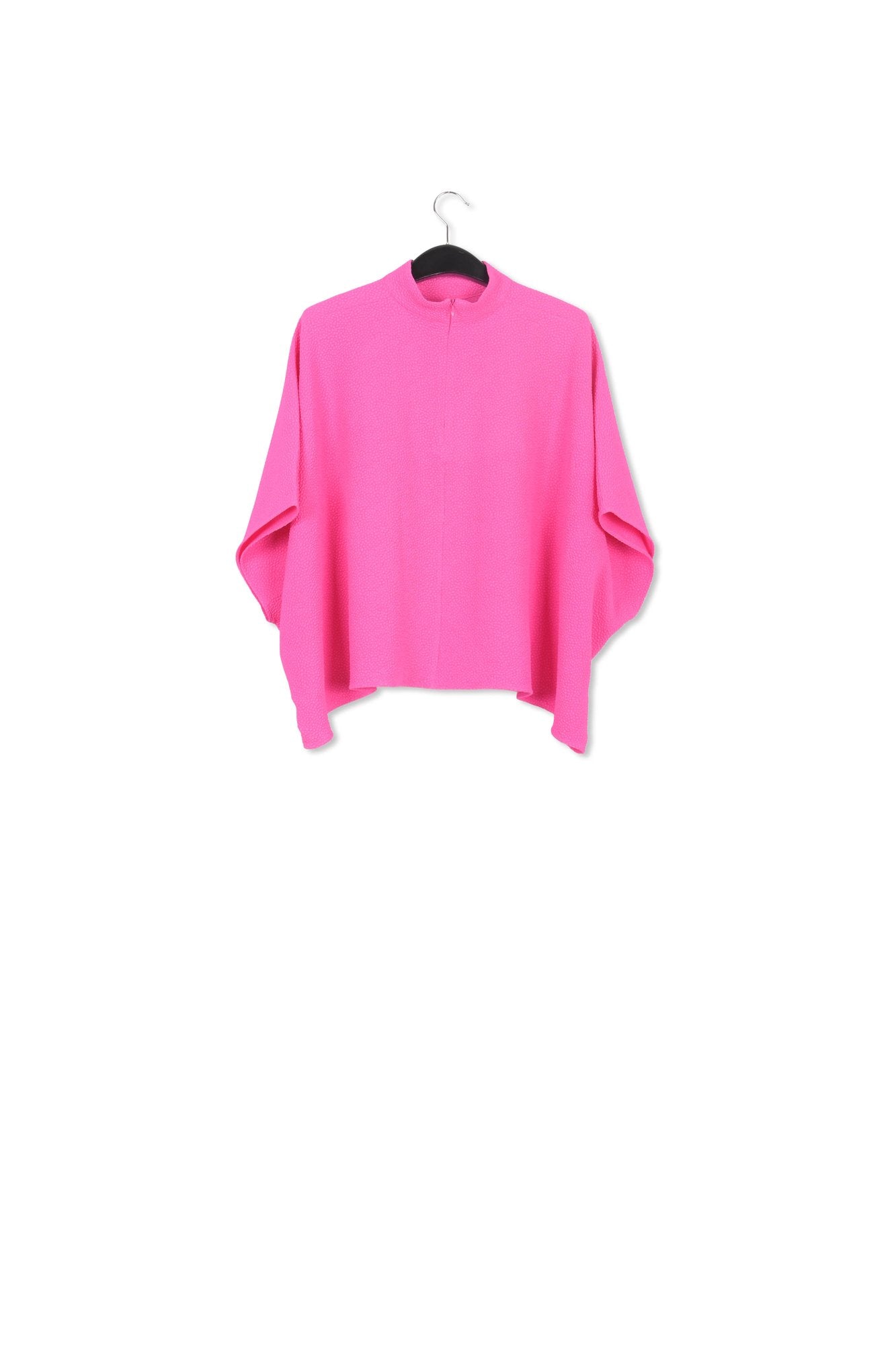 Fuchsia oversized top with stand-up collar RE—SSENTIEL | Essentiel second hand