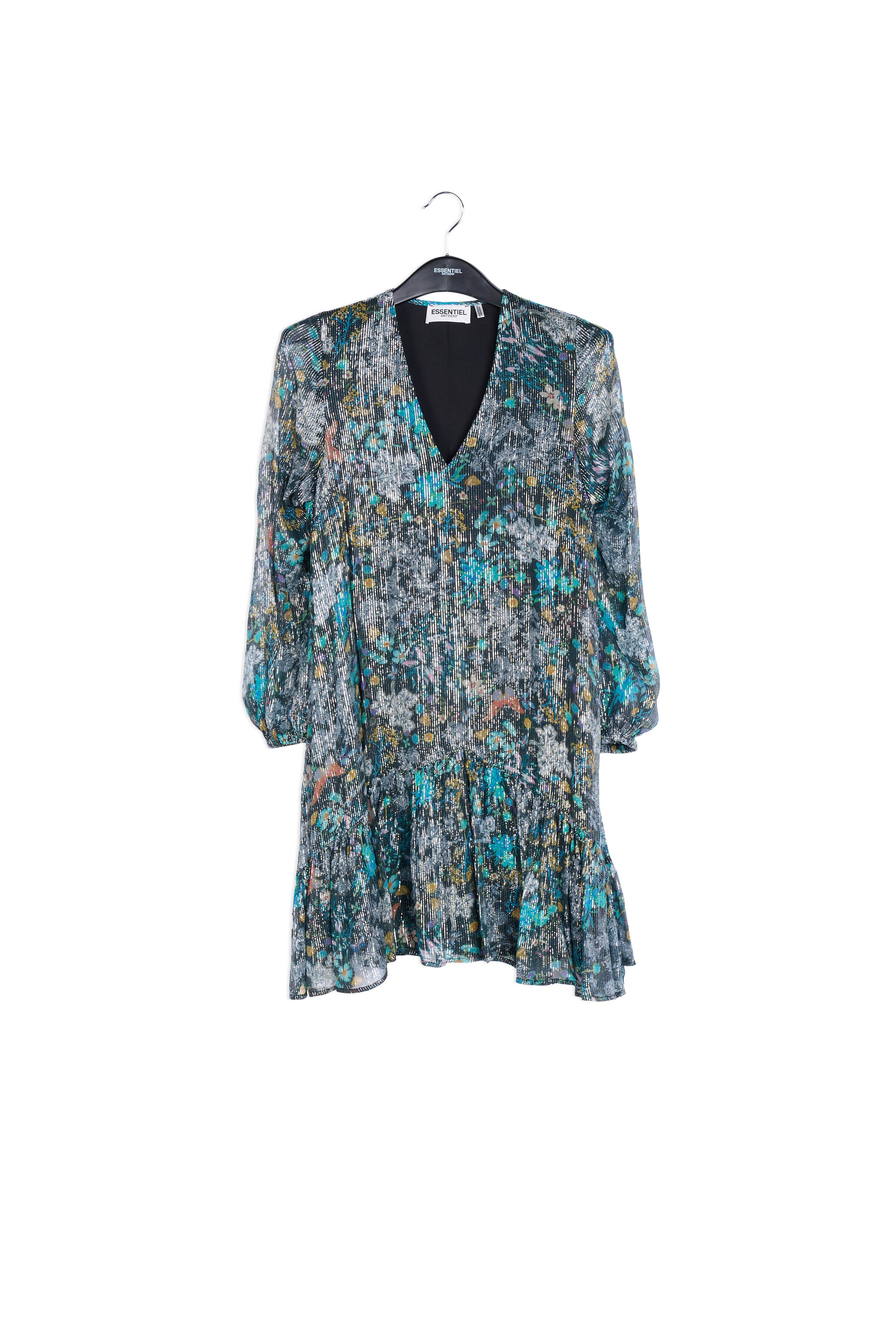 Mini-jurk met donkere botanische print RE—SSENTIEL | Essentiel second hand