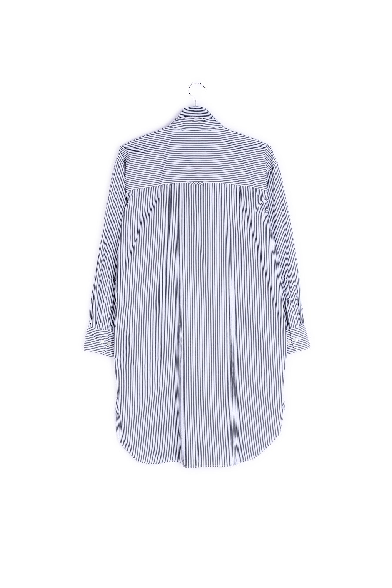 Grey and off-white striped cotton shirt dress RE—SSENTIEL | Essentiel second hand