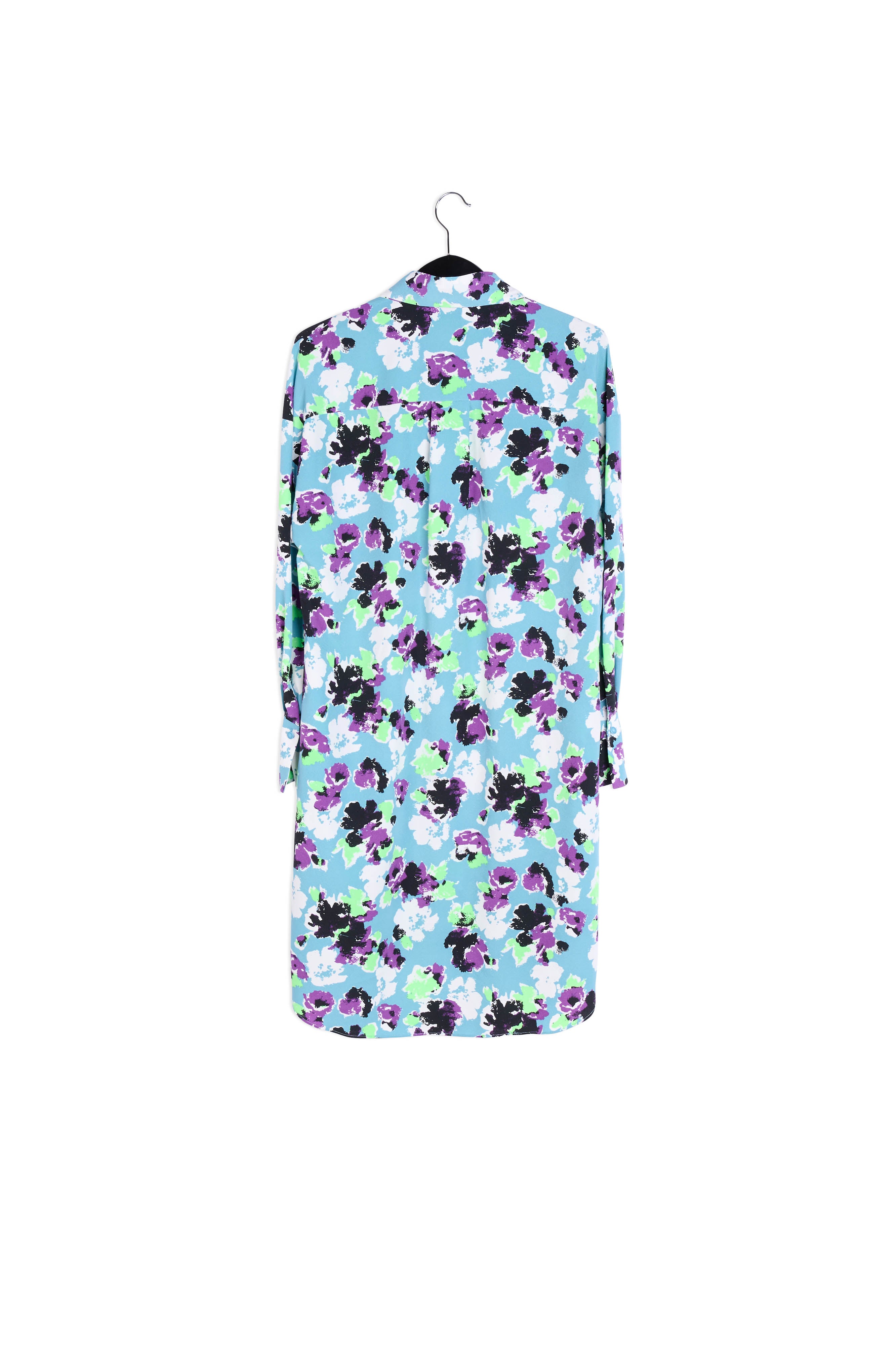 Lichtblauwe mini-hemdjurk met bloemenprint RE—SSENTIEL | Essentiel second hand