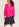 Pull maille côtelée rose aux manchettes rayées fluo Faume - seconde main