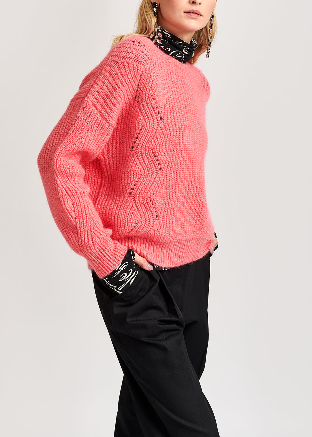 Pink ribbed mohair-blend sweater RE—SSENTIEL | Essentiel second hand