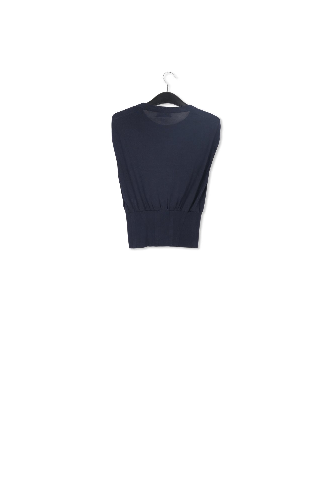 Blauwe mouwloze top met aansluitende taille RE—SSENTIEL | Essentiel second hand