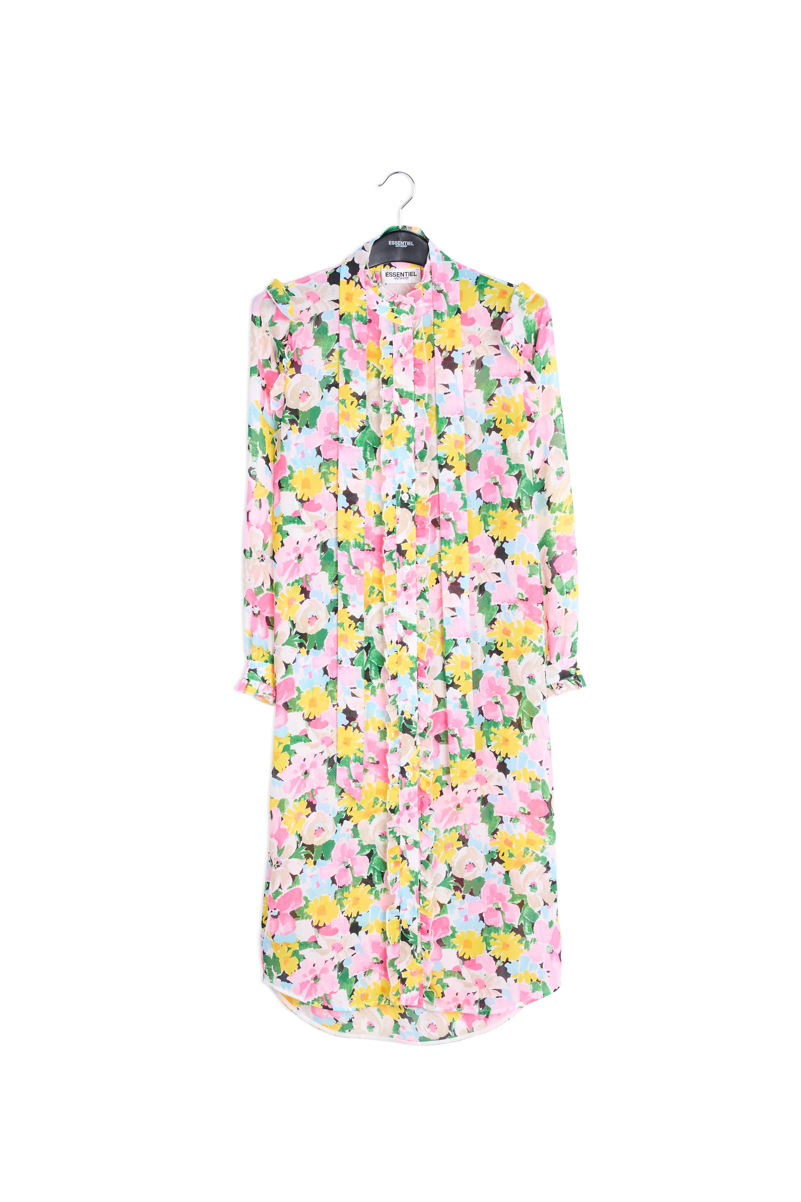 Colorful floral ruffle-detailed shirt dress RE—SSENTIEL | Essentiel second hand