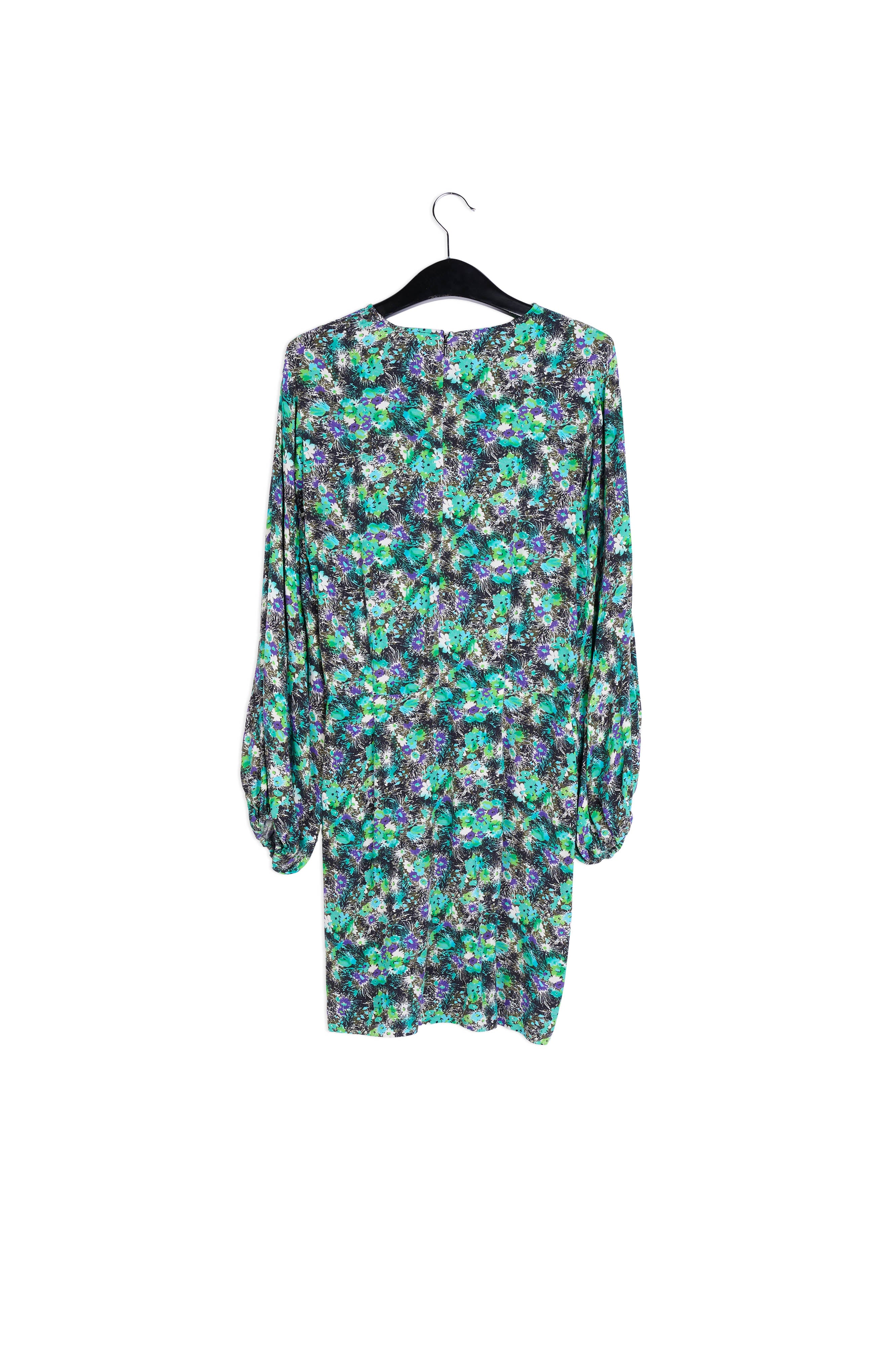 Black and blue floral print mini dress RE—SSENTIEL | Essentiel second hand