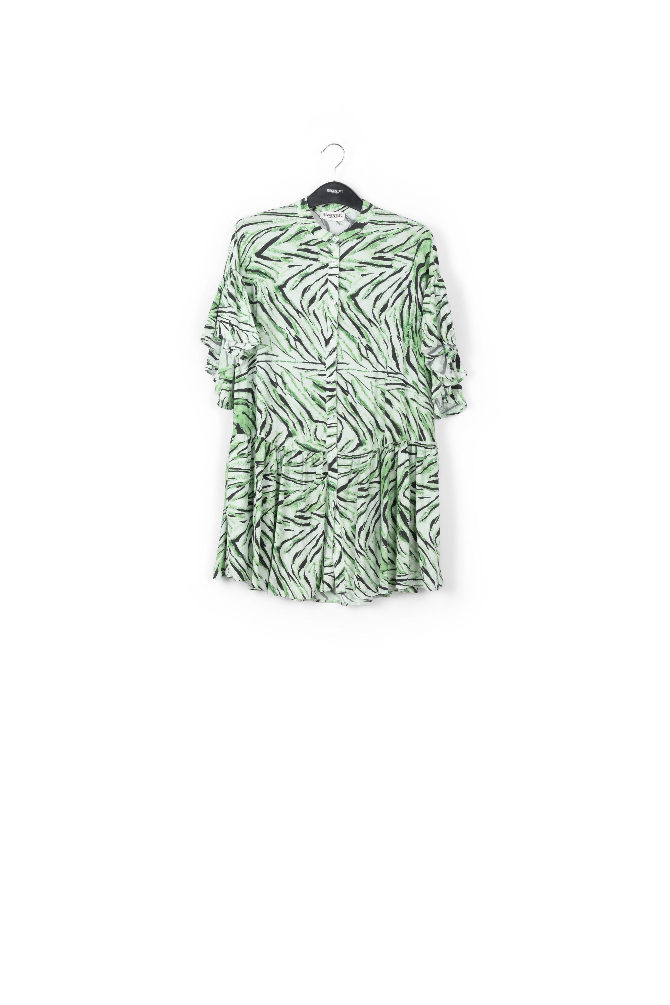 Mini robe vert menthe à imprimé tigre RE—SSENTIEL | Essentiel second hand