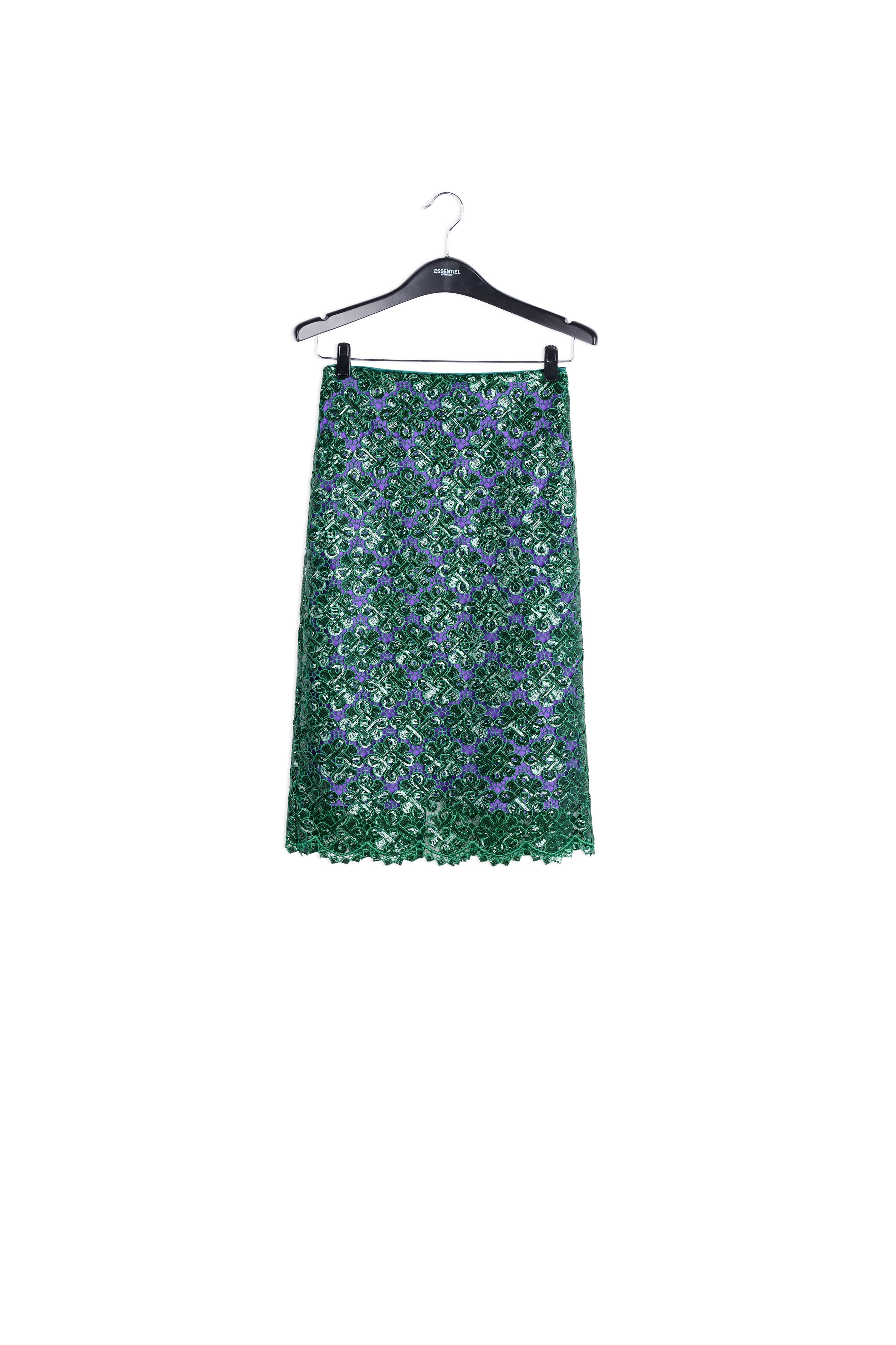 Dark green embellished lace pencil skirt RE—SSENTIEL | Essentiel second hand