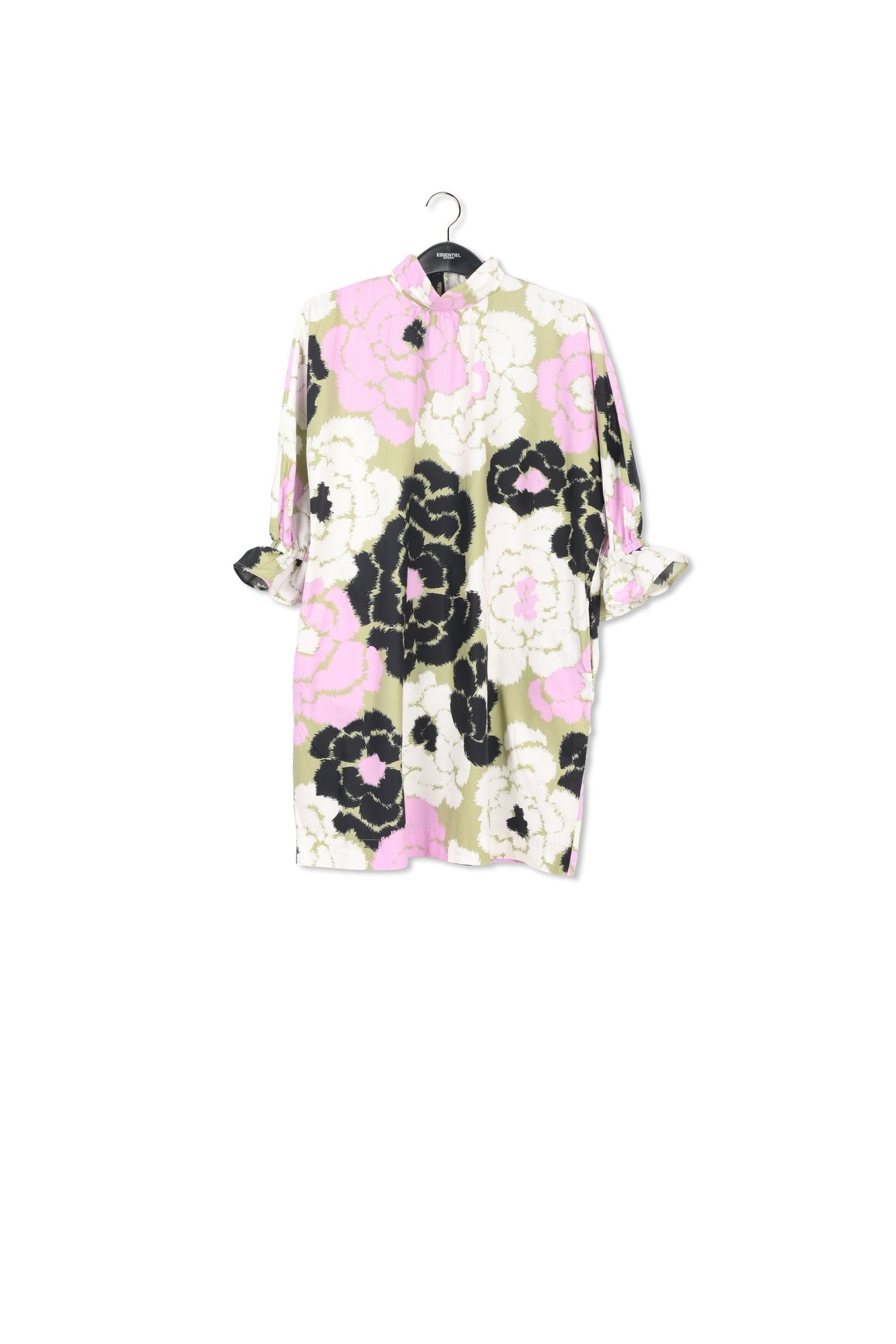 Mini-robe kaki, lilas et blanc cassé à col montant RE—SSENTIEL | Essentiel second hand